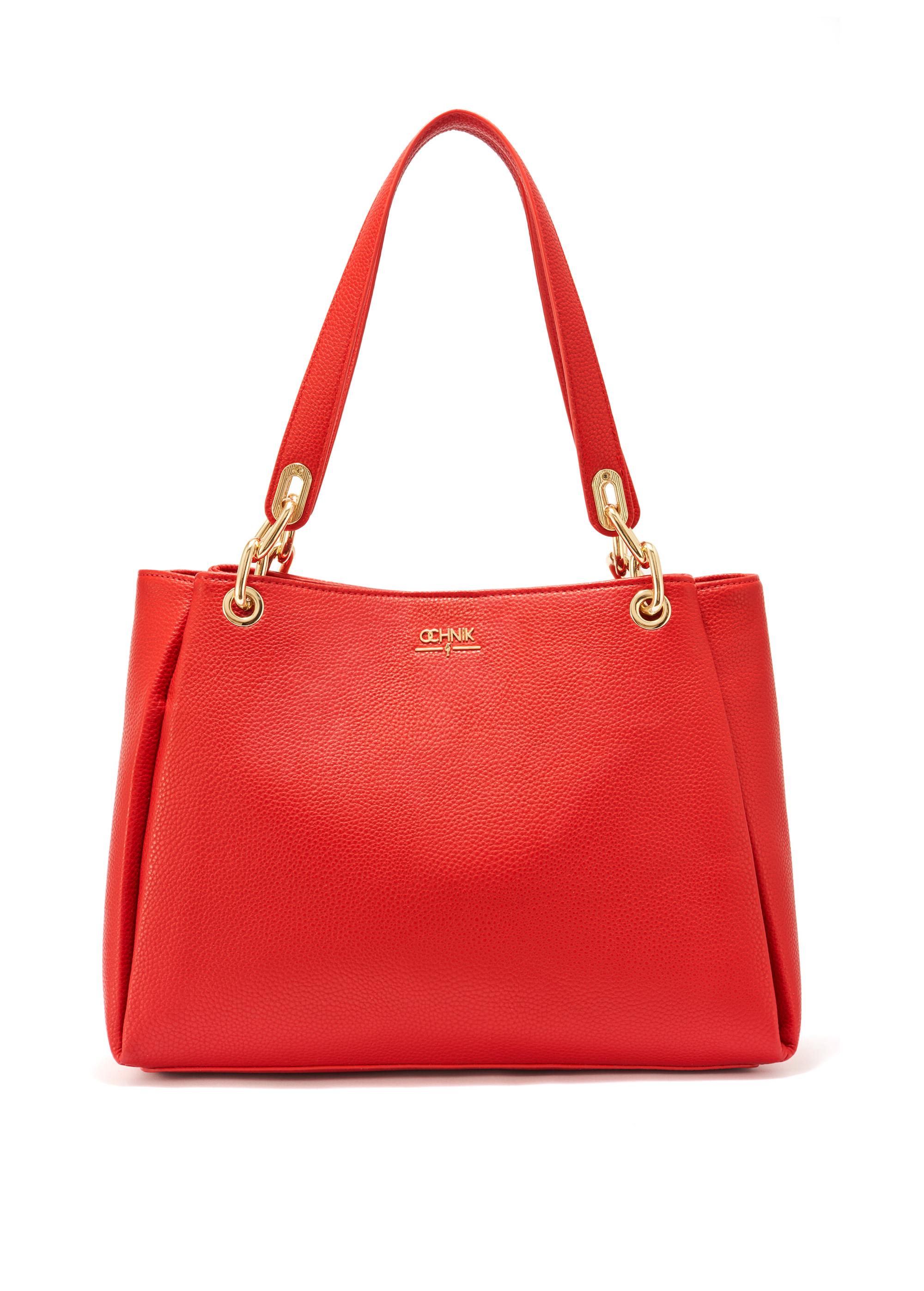 Red women's handbag made of imitation leather TOREC-0998-42(W25)-01