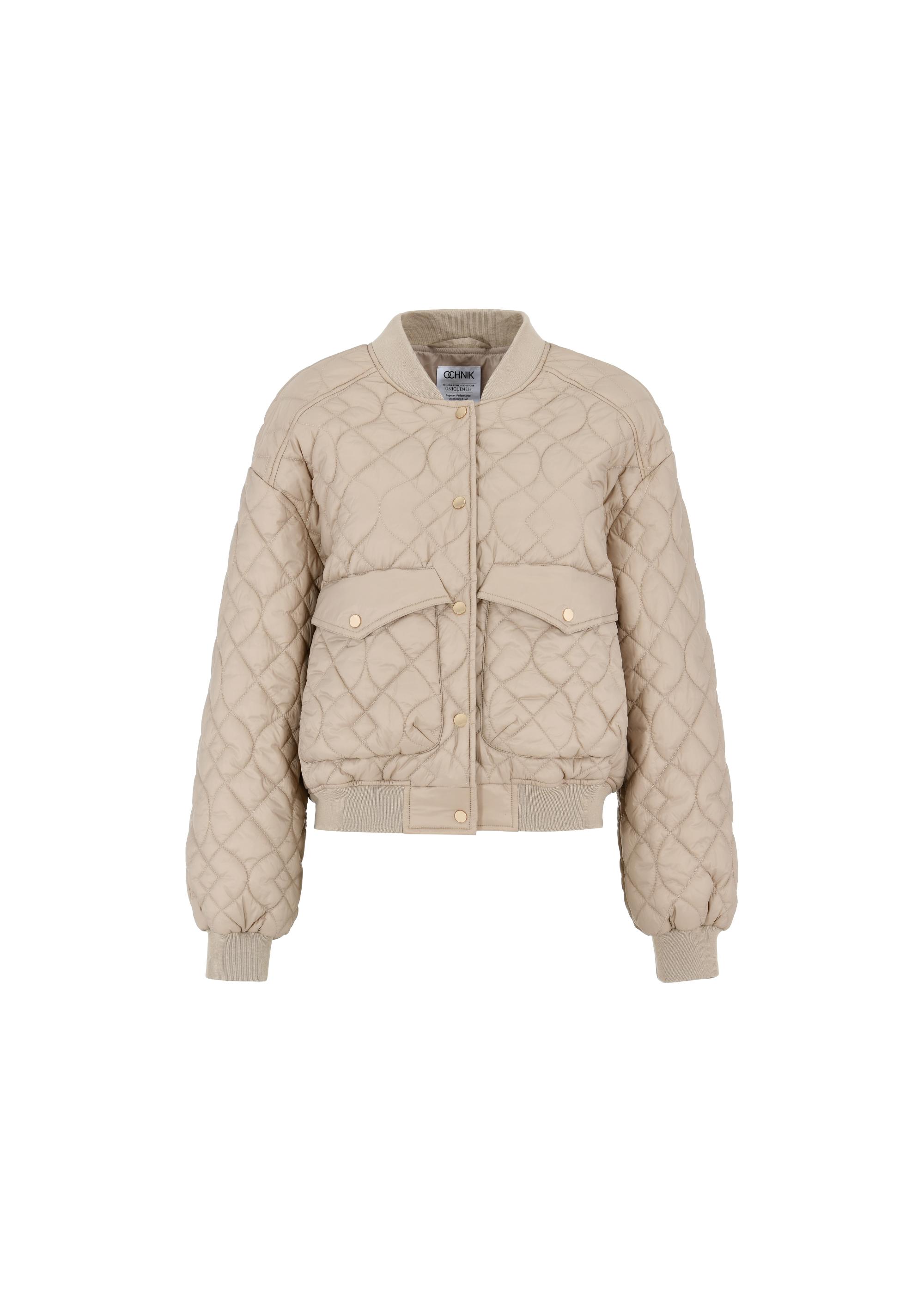 Beige quilted jacket for women KURDT-0507-81(W24)-04