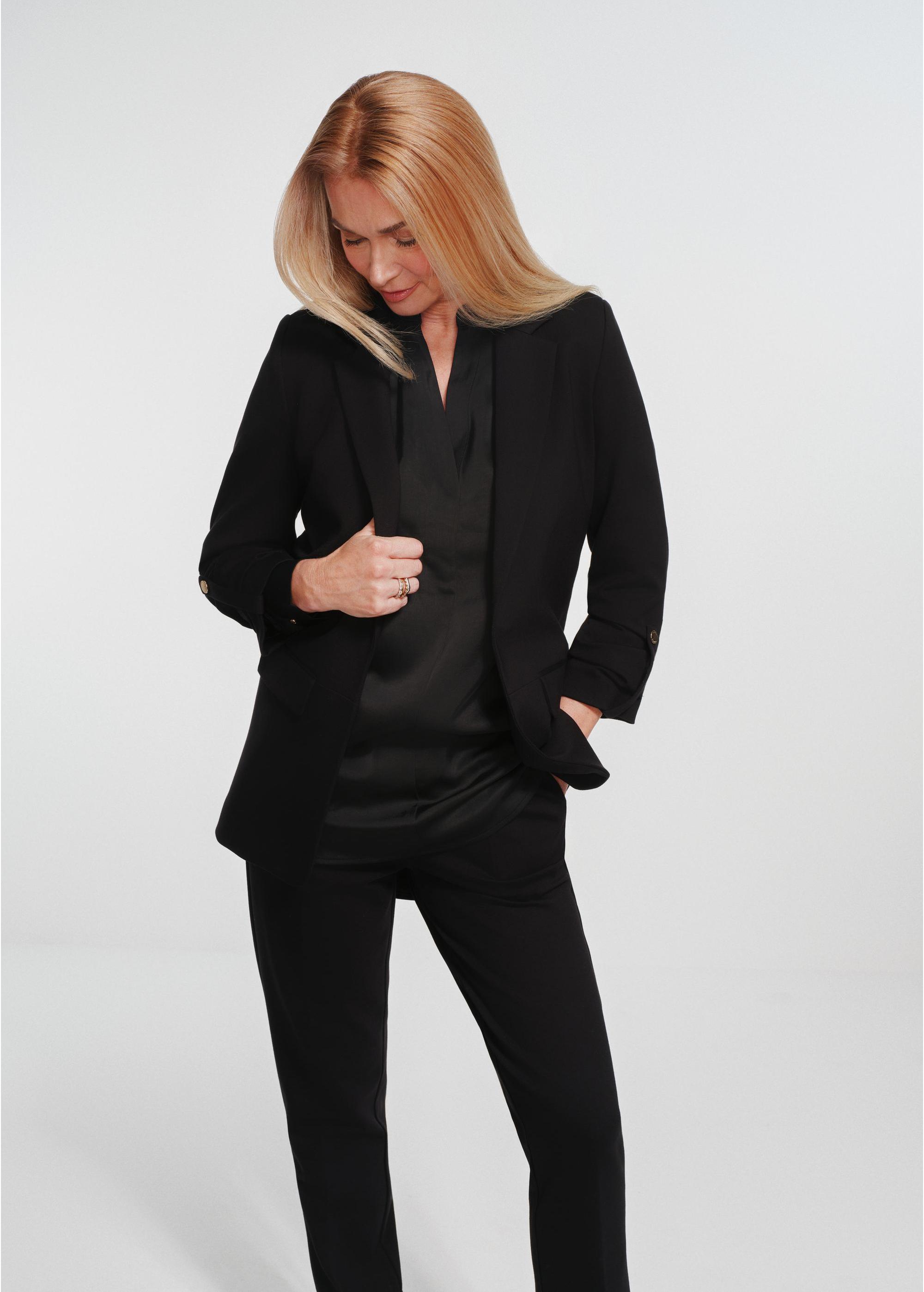 Women's black jacket without a fastener ZAKDT-0034-99(Z24)-01