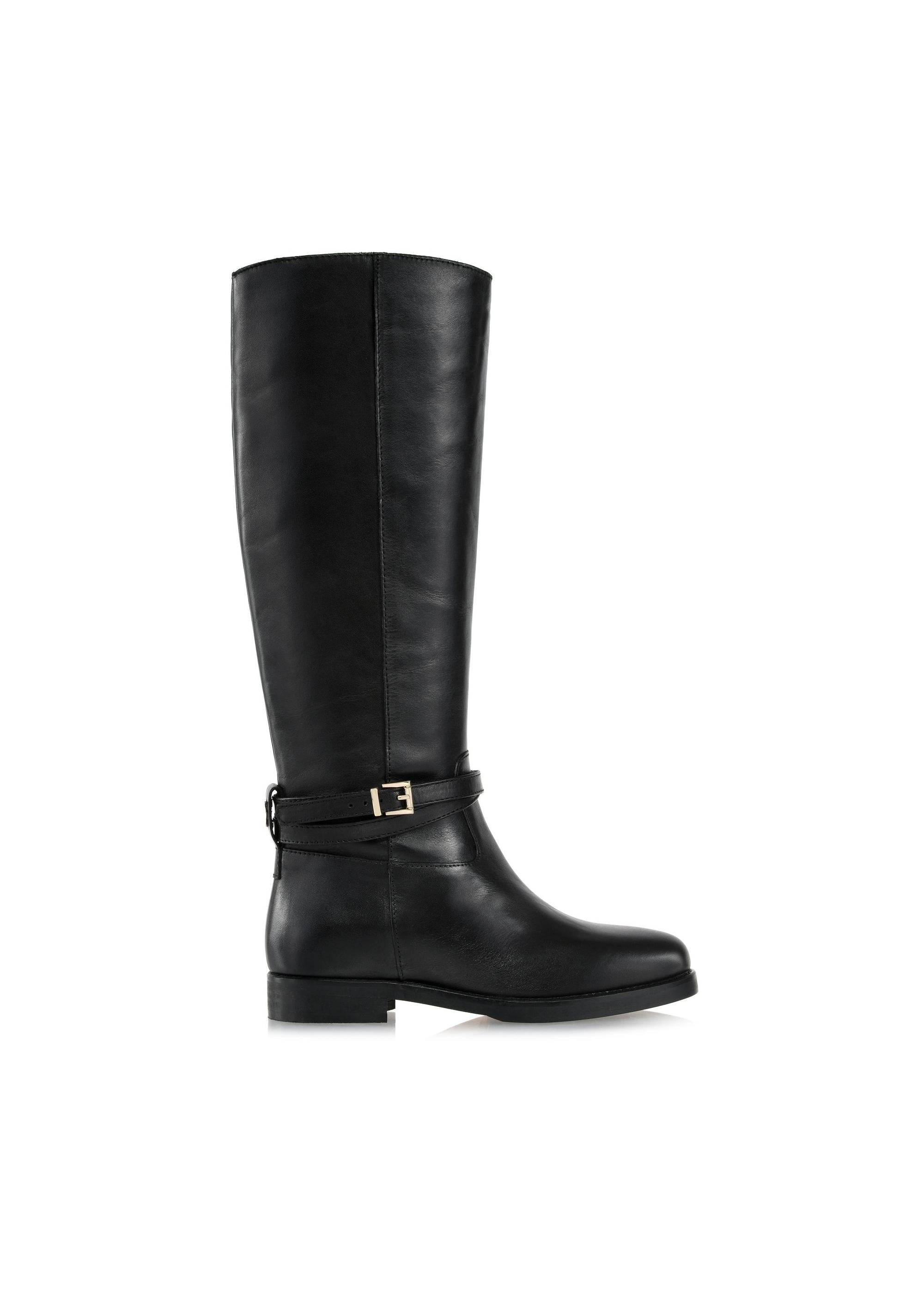 Black leather women's riding boots BUTYD-1089-99(Z24)-01