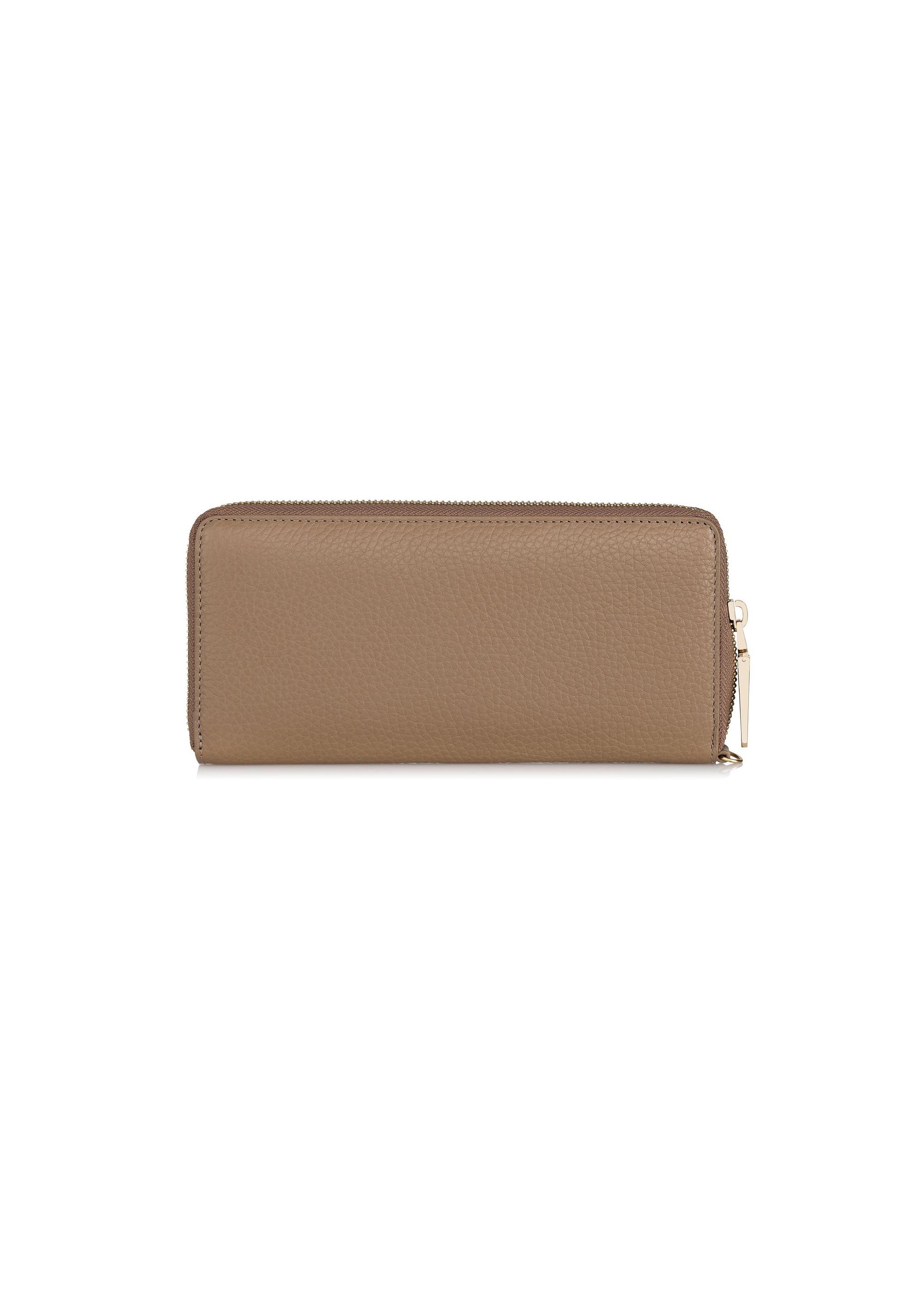 Beige leather women's belt wallet PORES-0892-81(Z23)-03