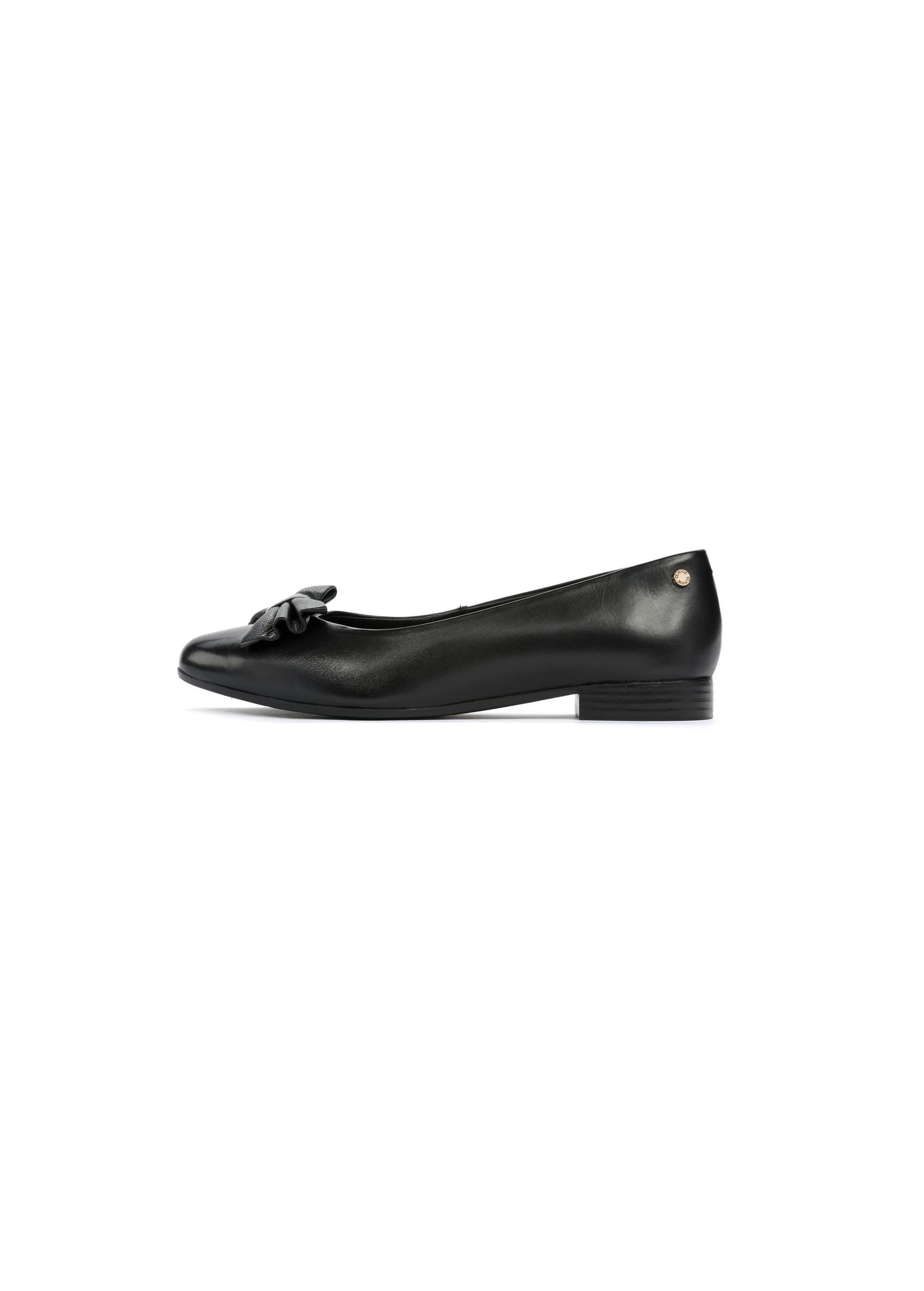 Black leather ballet flats with bow BUTYD-1148-99(W25)-03