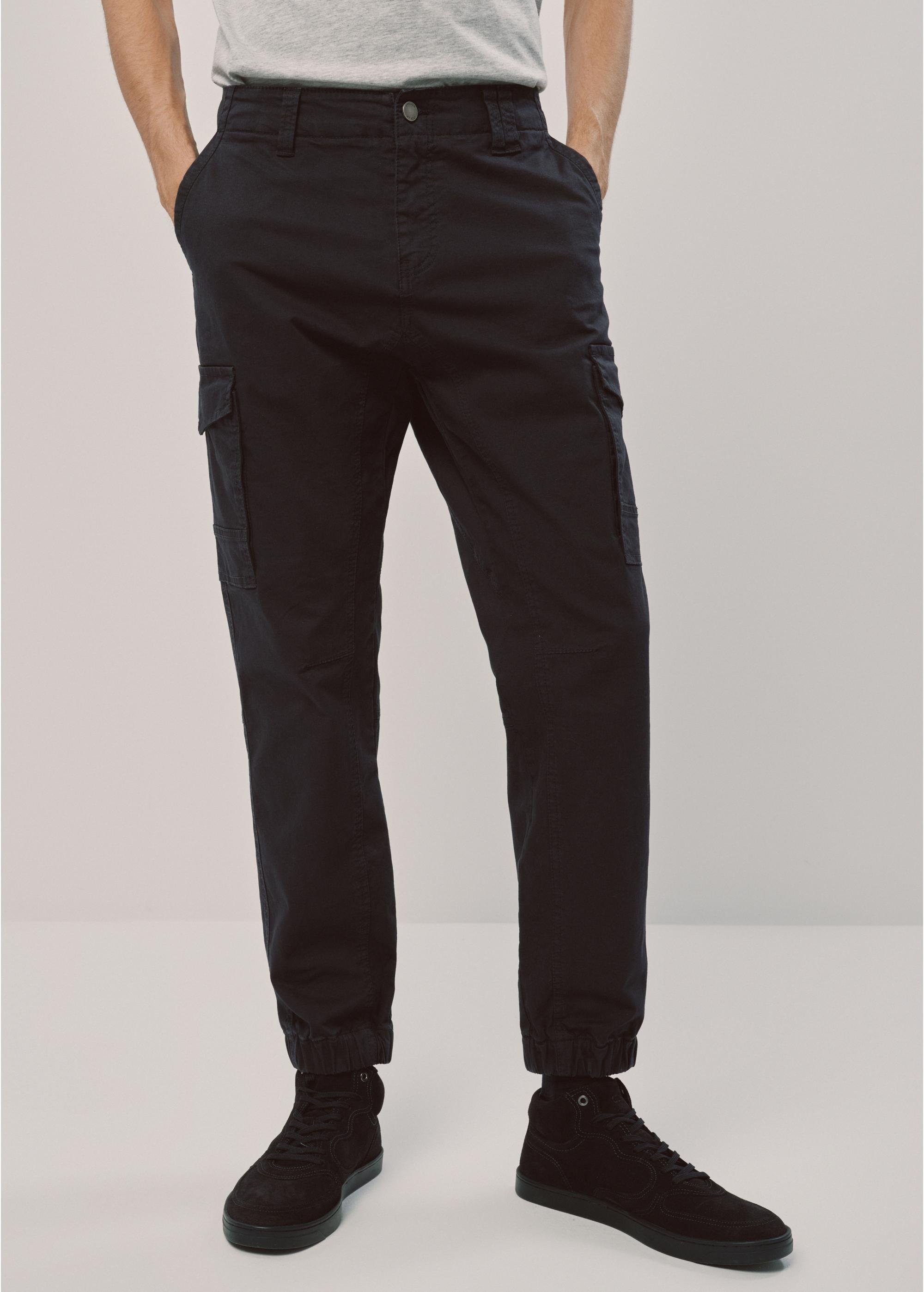 Navy blue men's cargo pants SPOMT-0091-69(Z23)-01