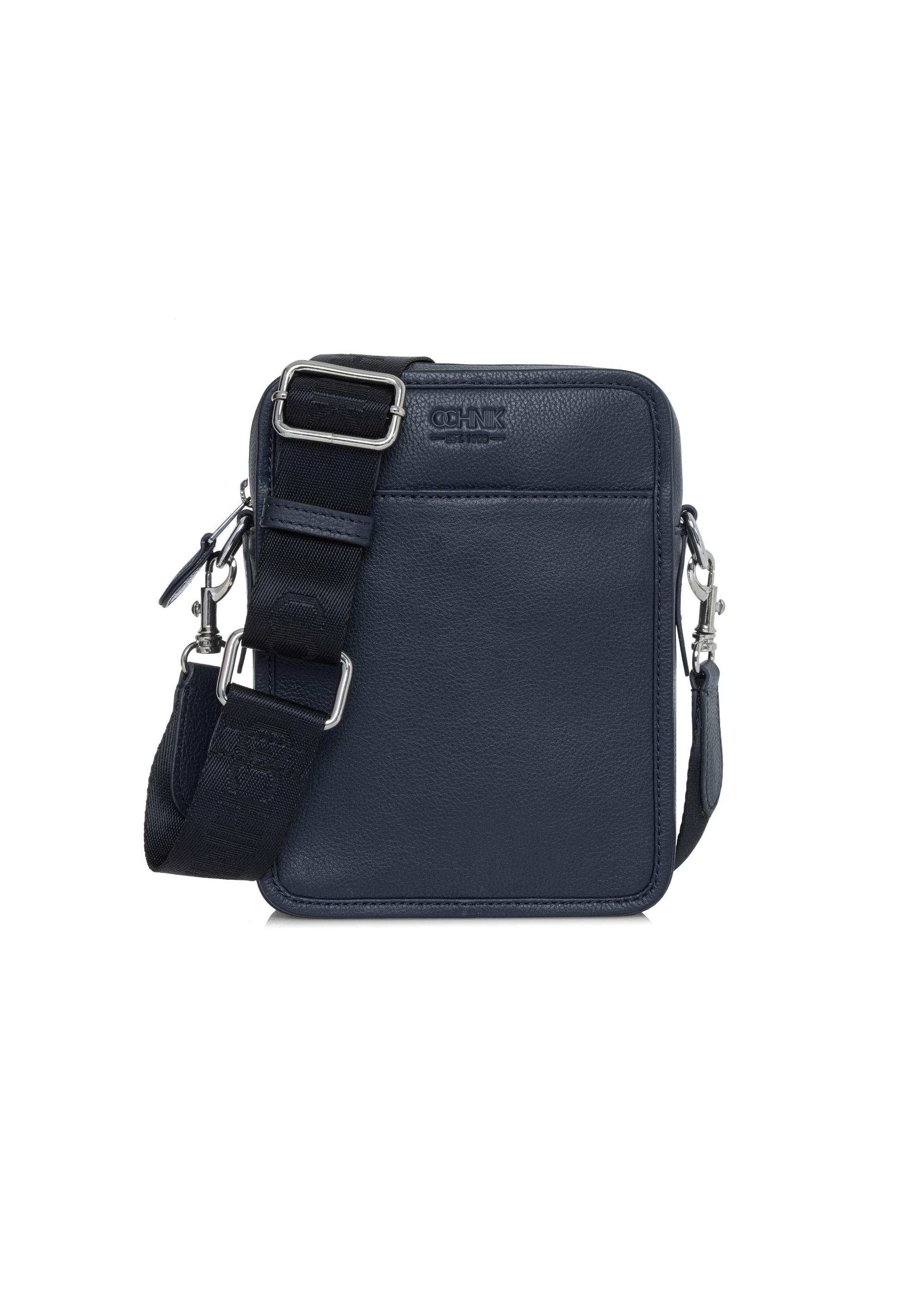 Navy blue leather men's bag TORMS-0444-69(W25)-01