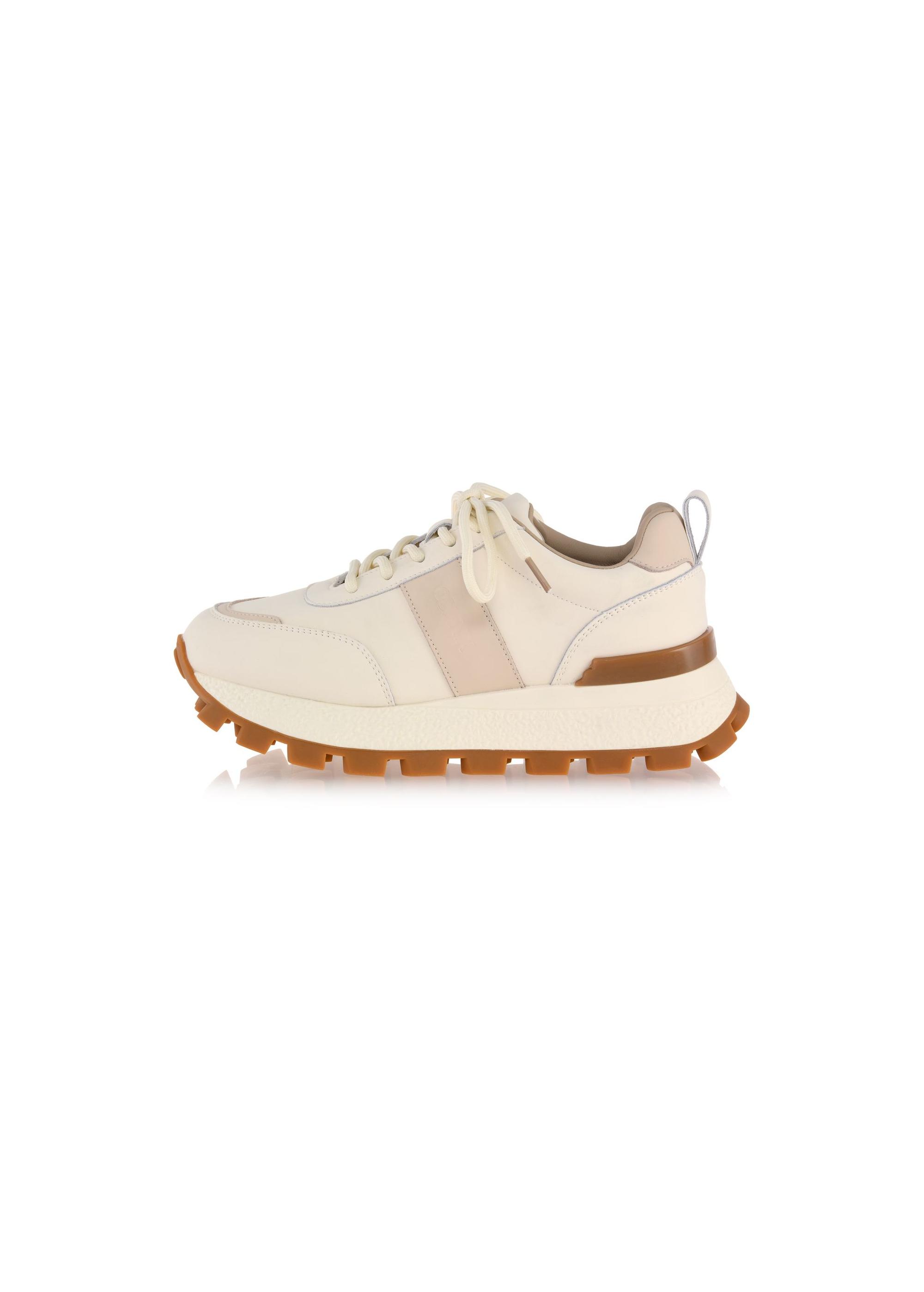 Beige leather women's sneakers BUTYD-1142-81(Z24)-05