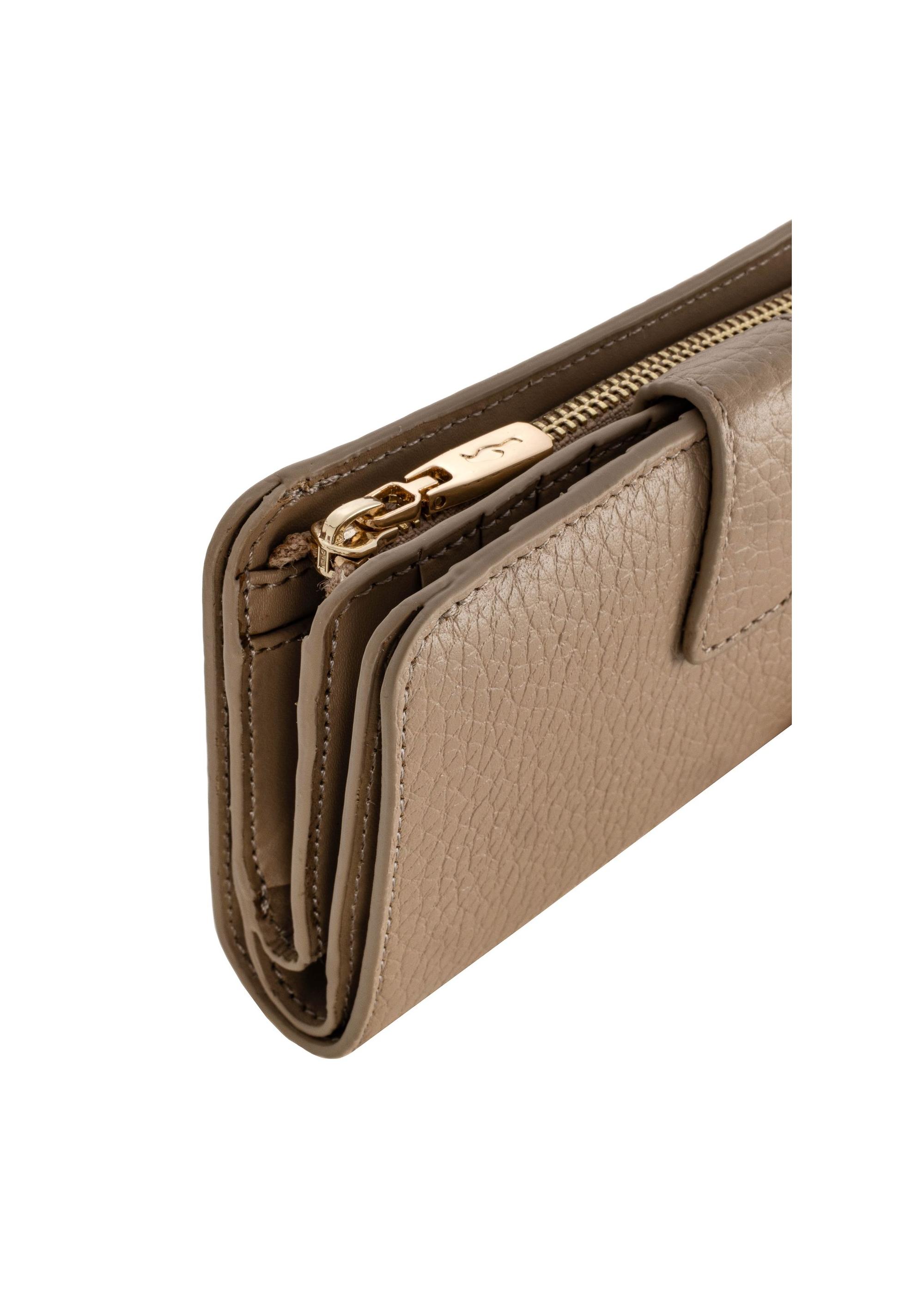 Women's beige leather wallet PORES-0896-80(W24)-08