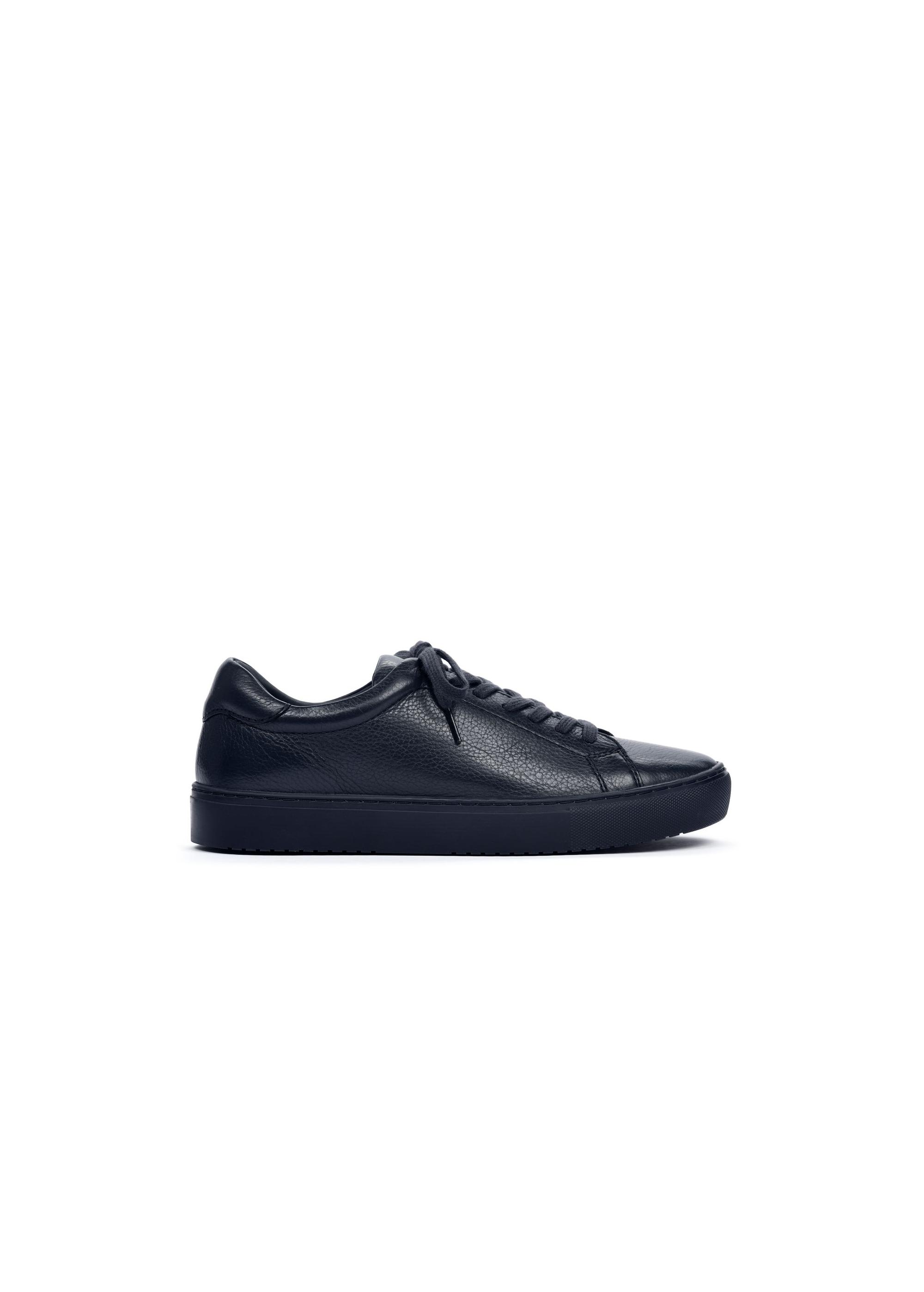 Navy blue leather sports shoes BUTYM-0503-69(W25)-01