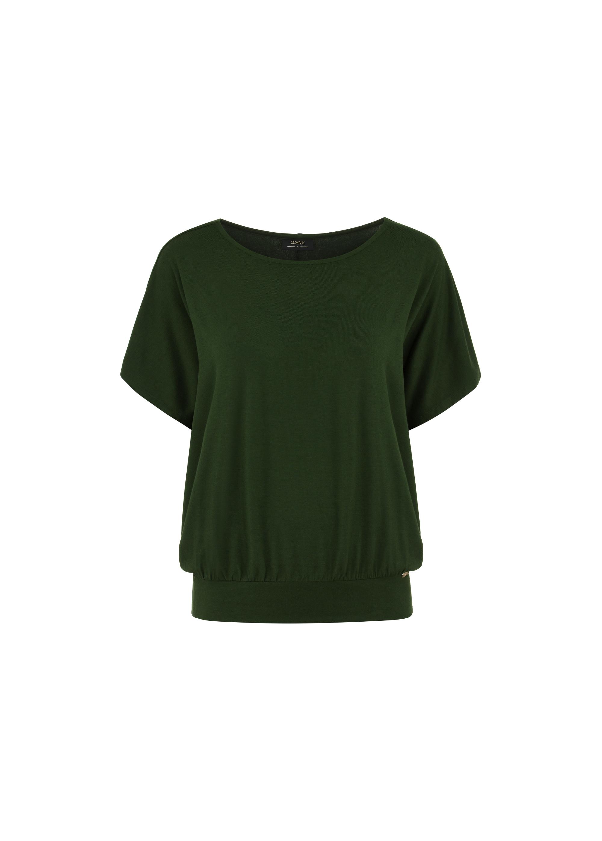 Women's green ribbed blouse BLUDT-0170-55(W24)-03