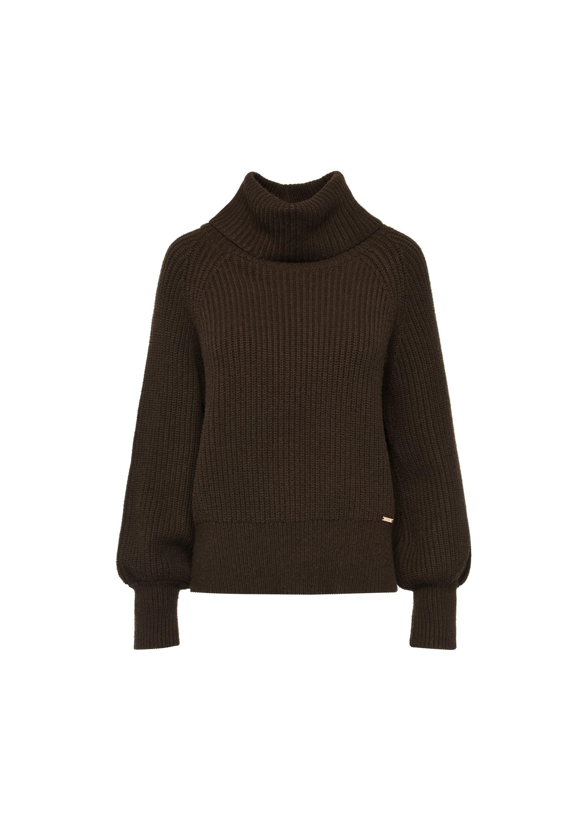 Brown women's turtleneck sweater SWEDT-0208-90(Z24)-05