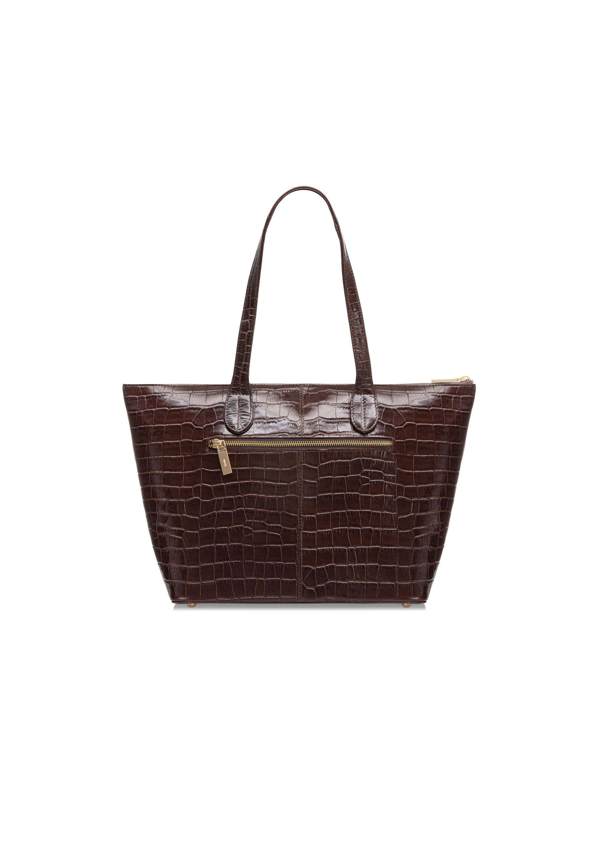 Women's brown leather shopper bag TORES-0939D-89(W25)-04