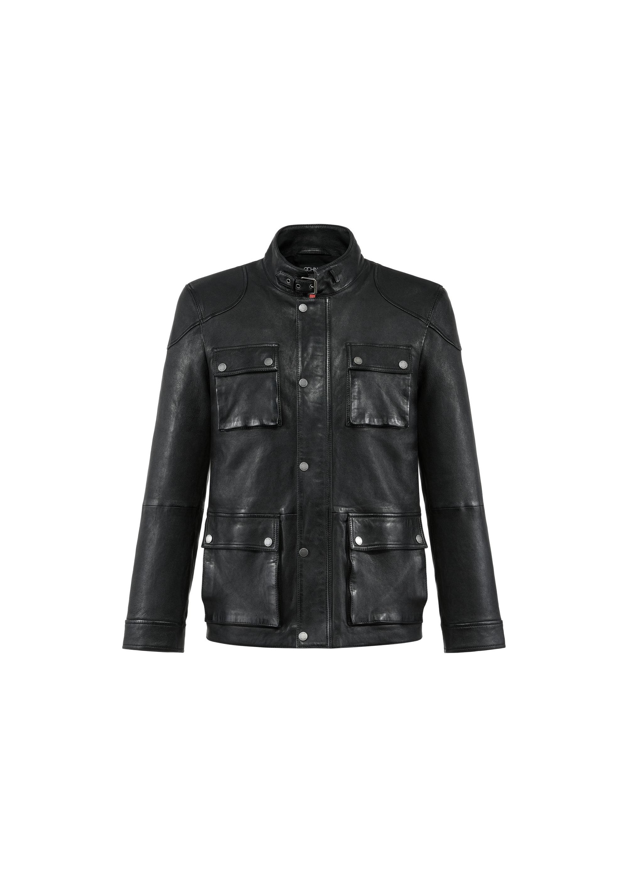 Black men's leather jacket KURMS-0358-2842(W25)-01