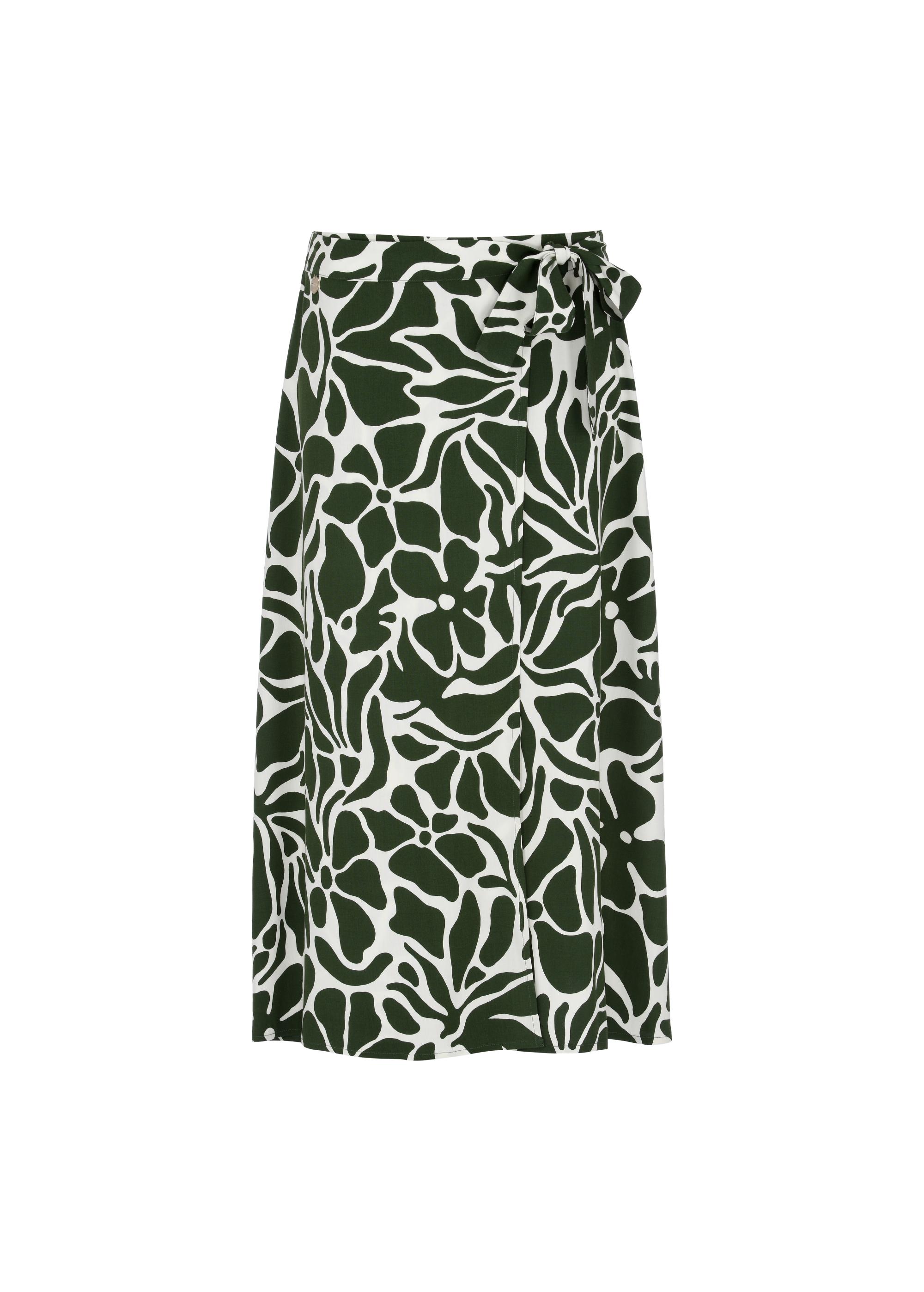 Long green and white skirt with pleat SPCDT-0085-55(W24)-04