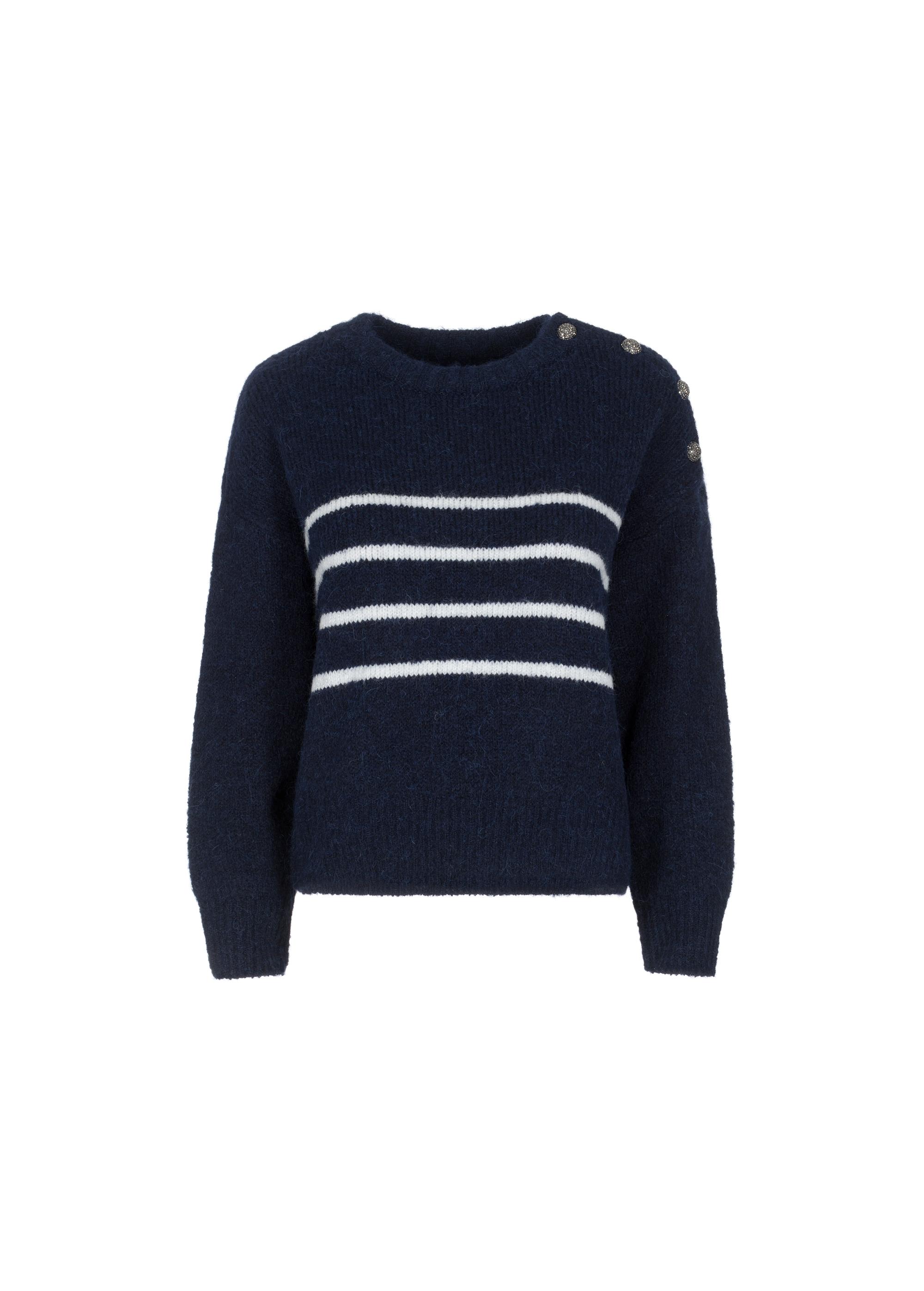 Navy blue striped women's sweater SWEDT-0200-69(Z23)-04