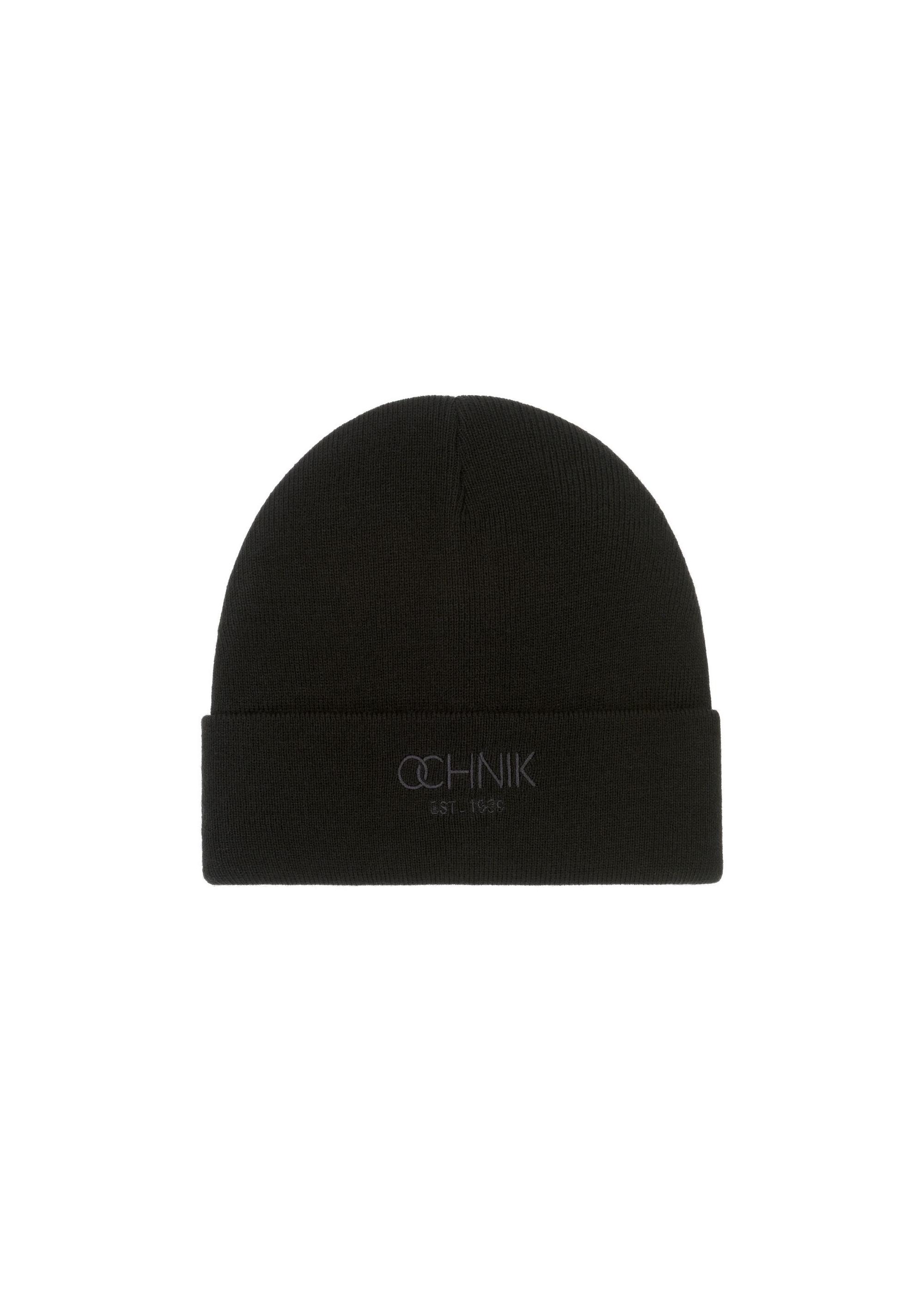 Men's black winter cap with logo OCHNIK CZAMT-0064A-99(Z24)-02