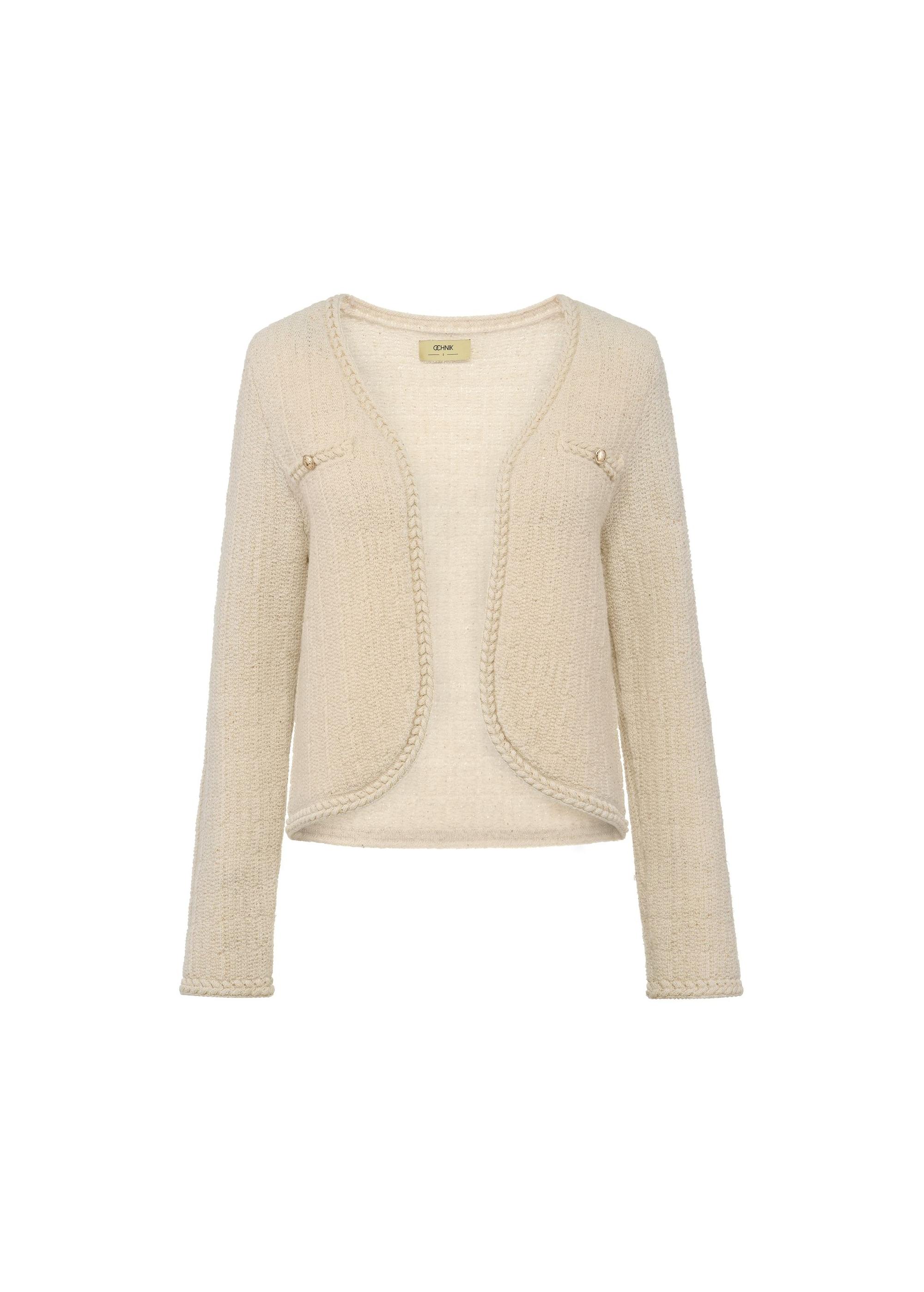 Beige woolen women's cardigan KARDT-0047-80(Z24)-04