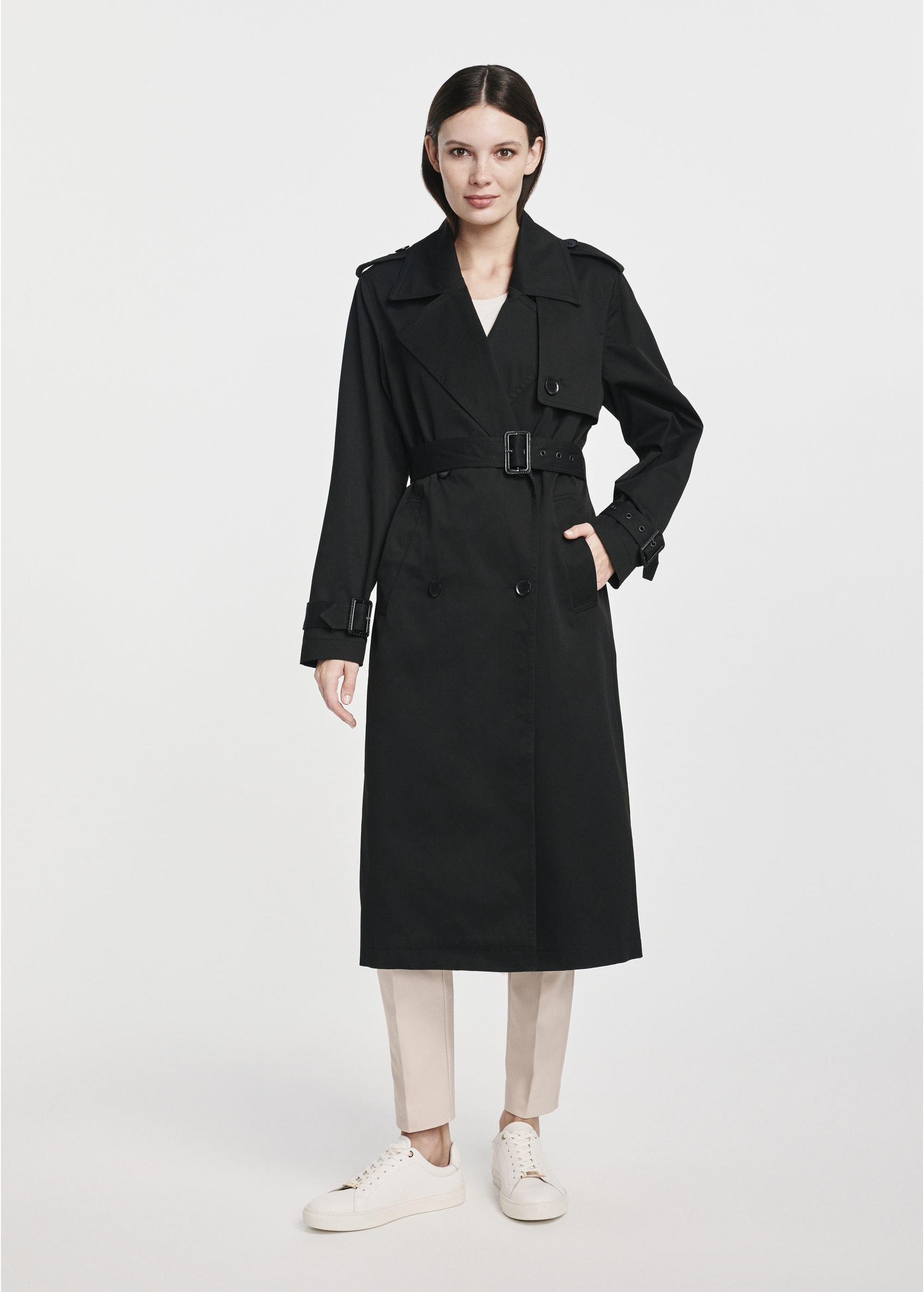 Long black women's coat-style jacket KURDT-0512-99(W25)-02