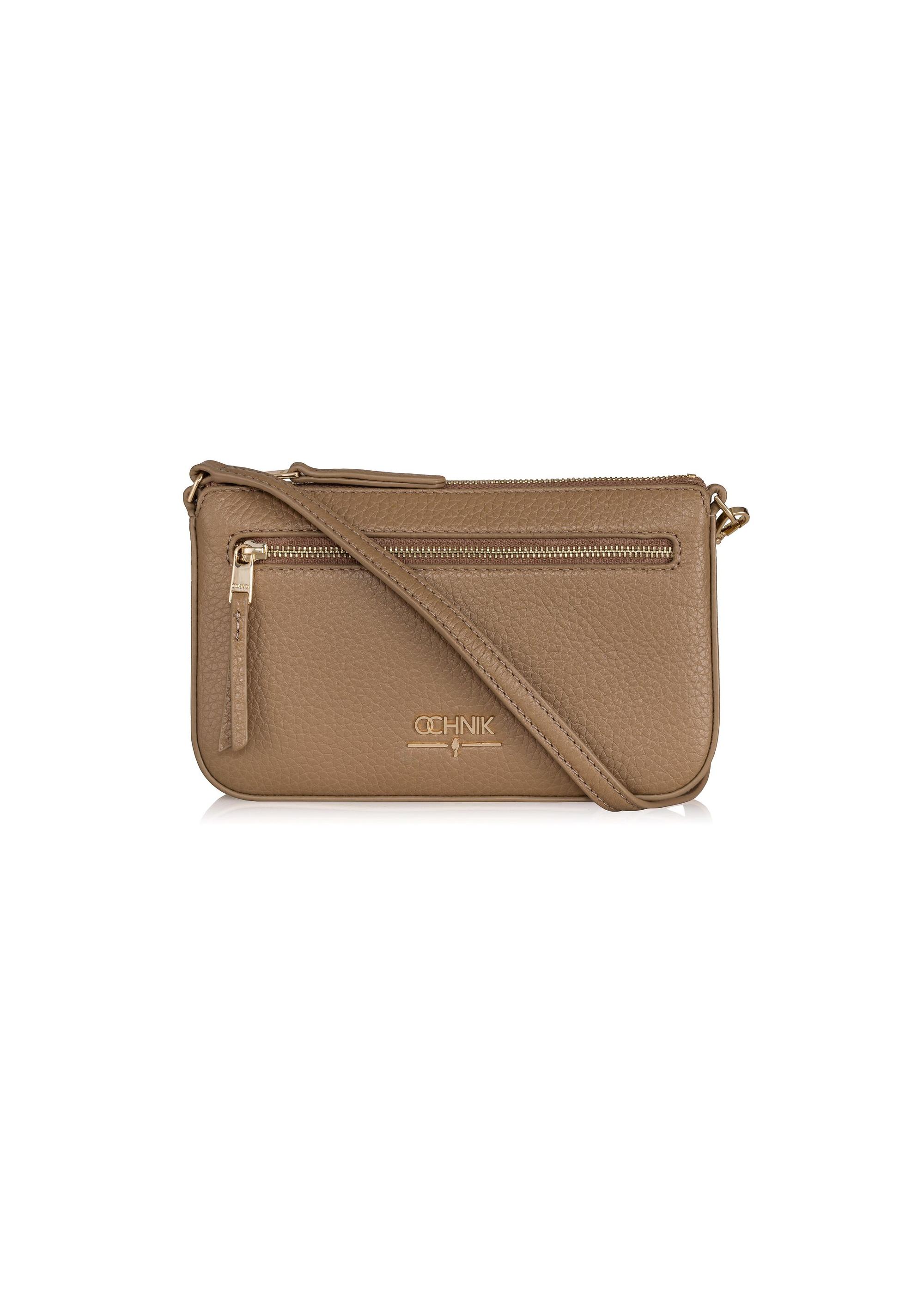 Beige leather women's wallet with handle PORES-0887-81(Z23)-01