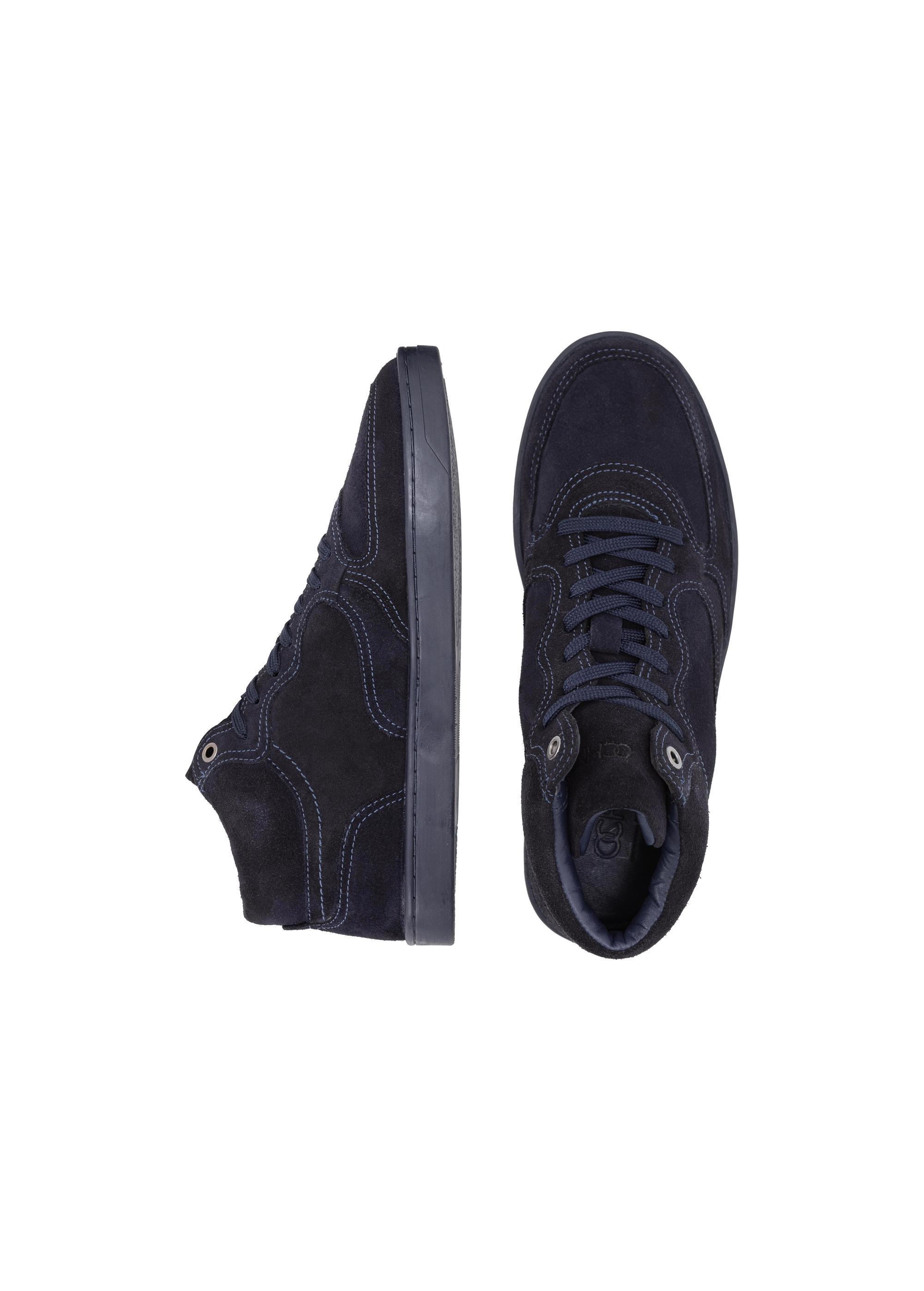 Men's navy blue leather sneakers BUTYM-0446-69(Z23)-05