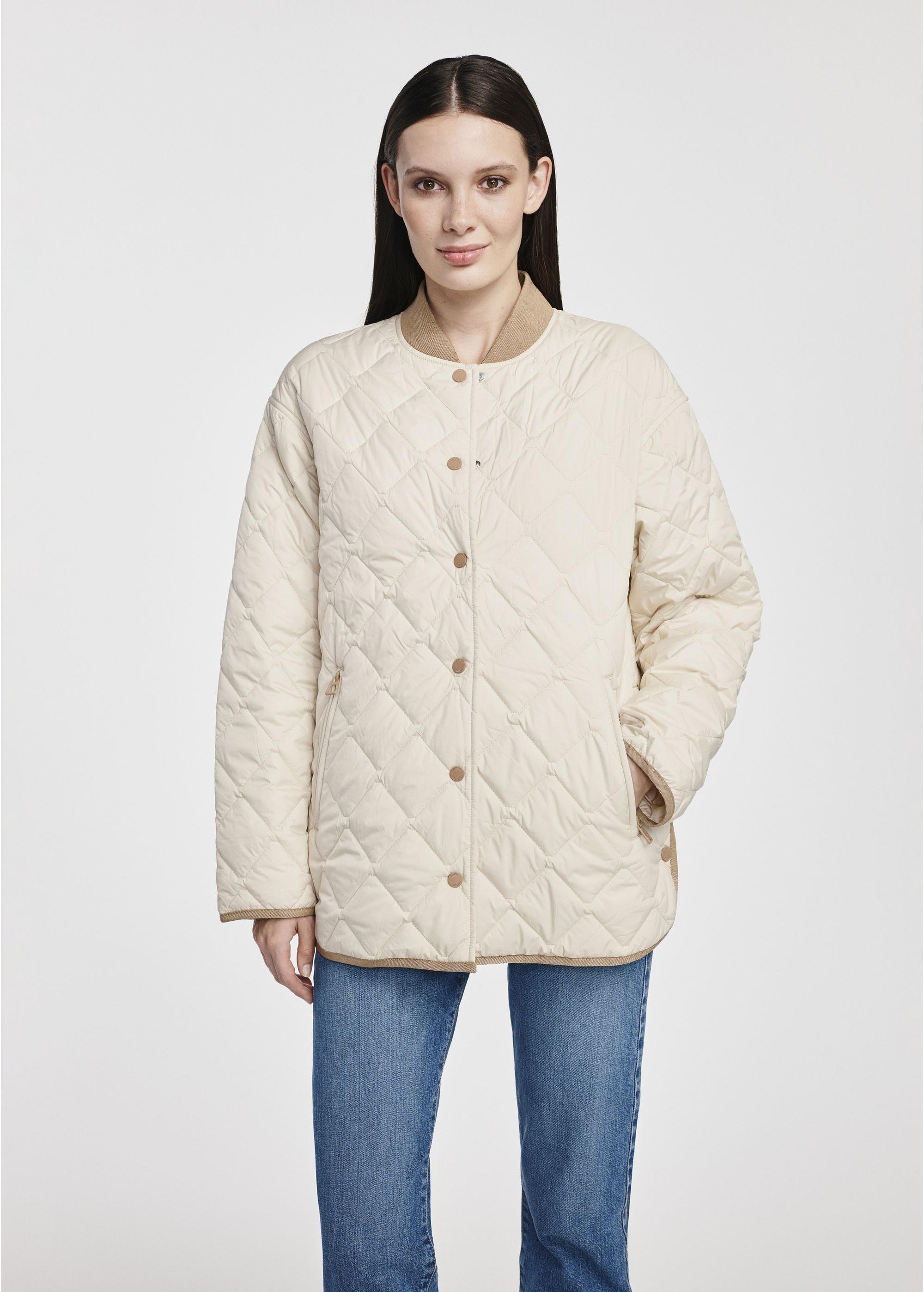 Beige quilted women's jacket KURDT-0580-81(W25)-06