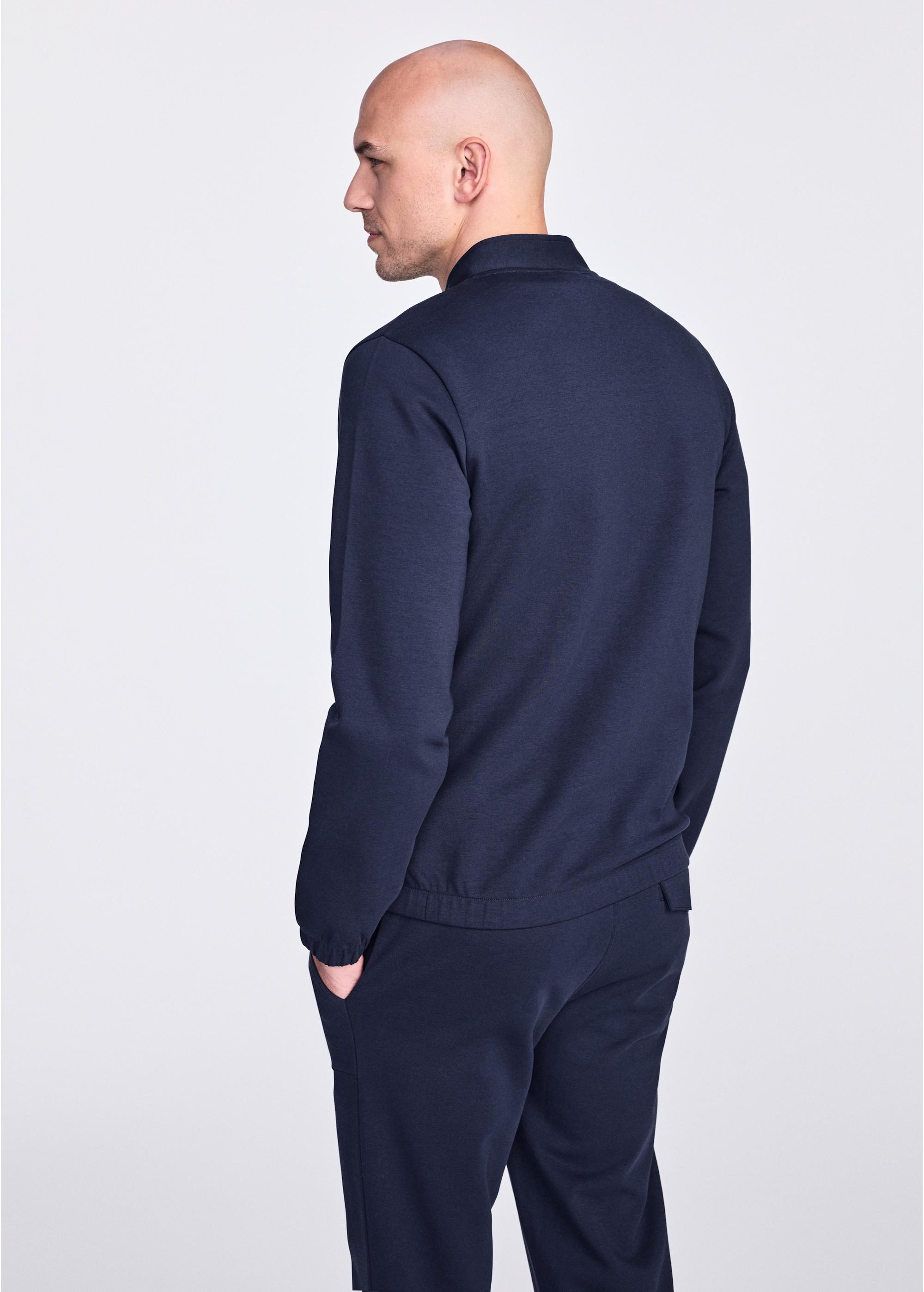 Navy blue men's zip-up sweatshirt BLZMT-0072-69(W25)-03