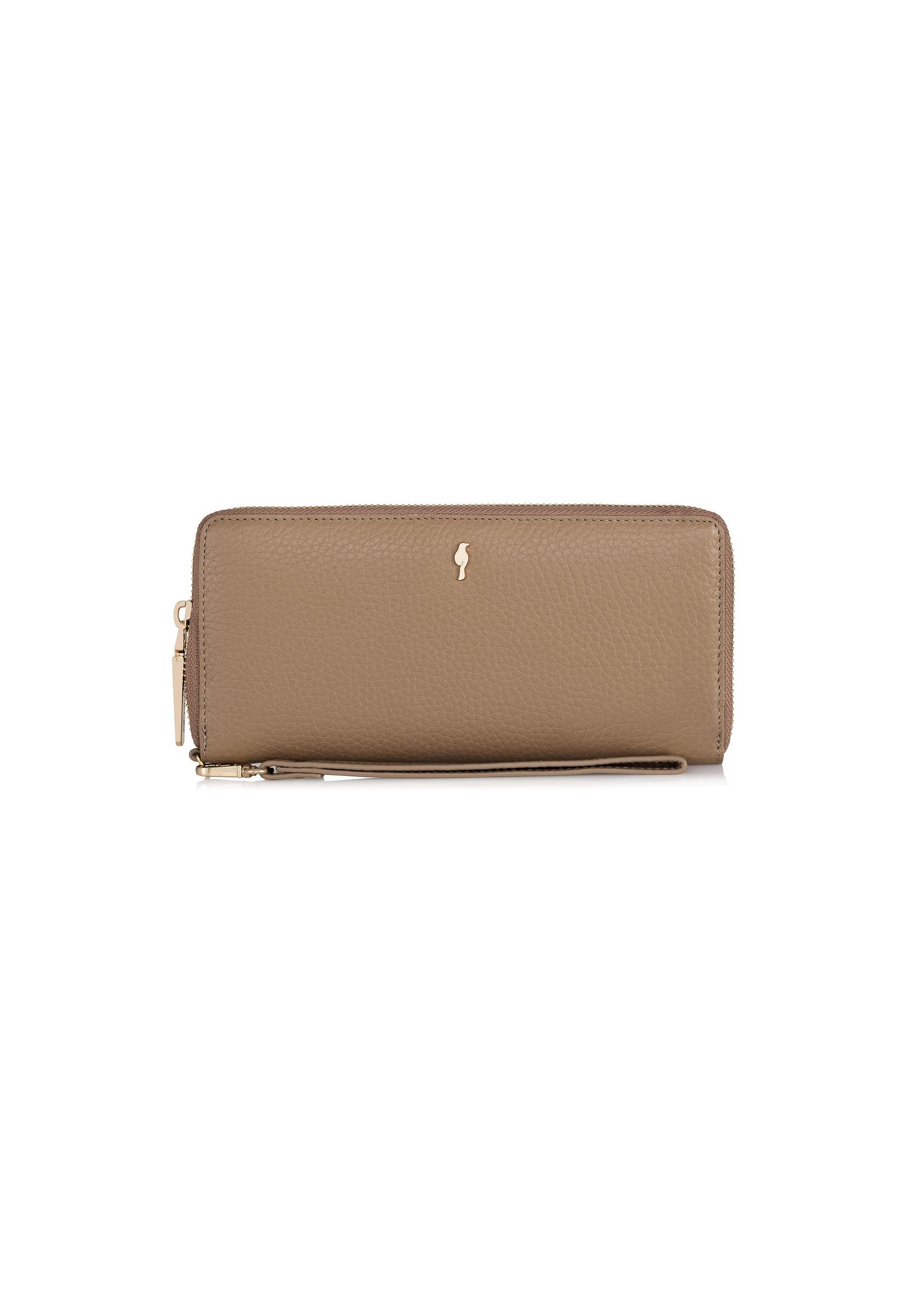 Beige leather women's belt wallet PORES-0892-81(Z23)-01