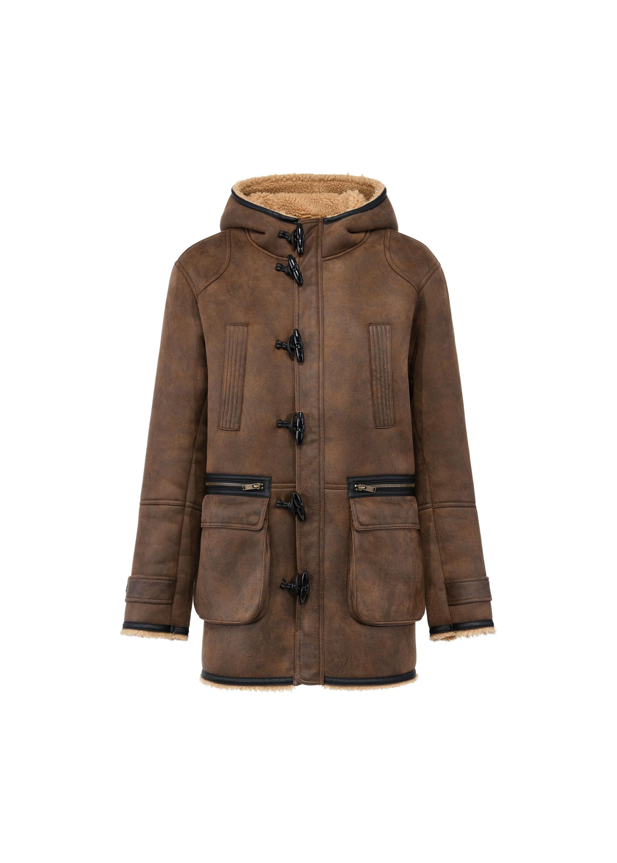 Men's sheepskin coat in dark brown KOZMP-0006-90(Z24)-02