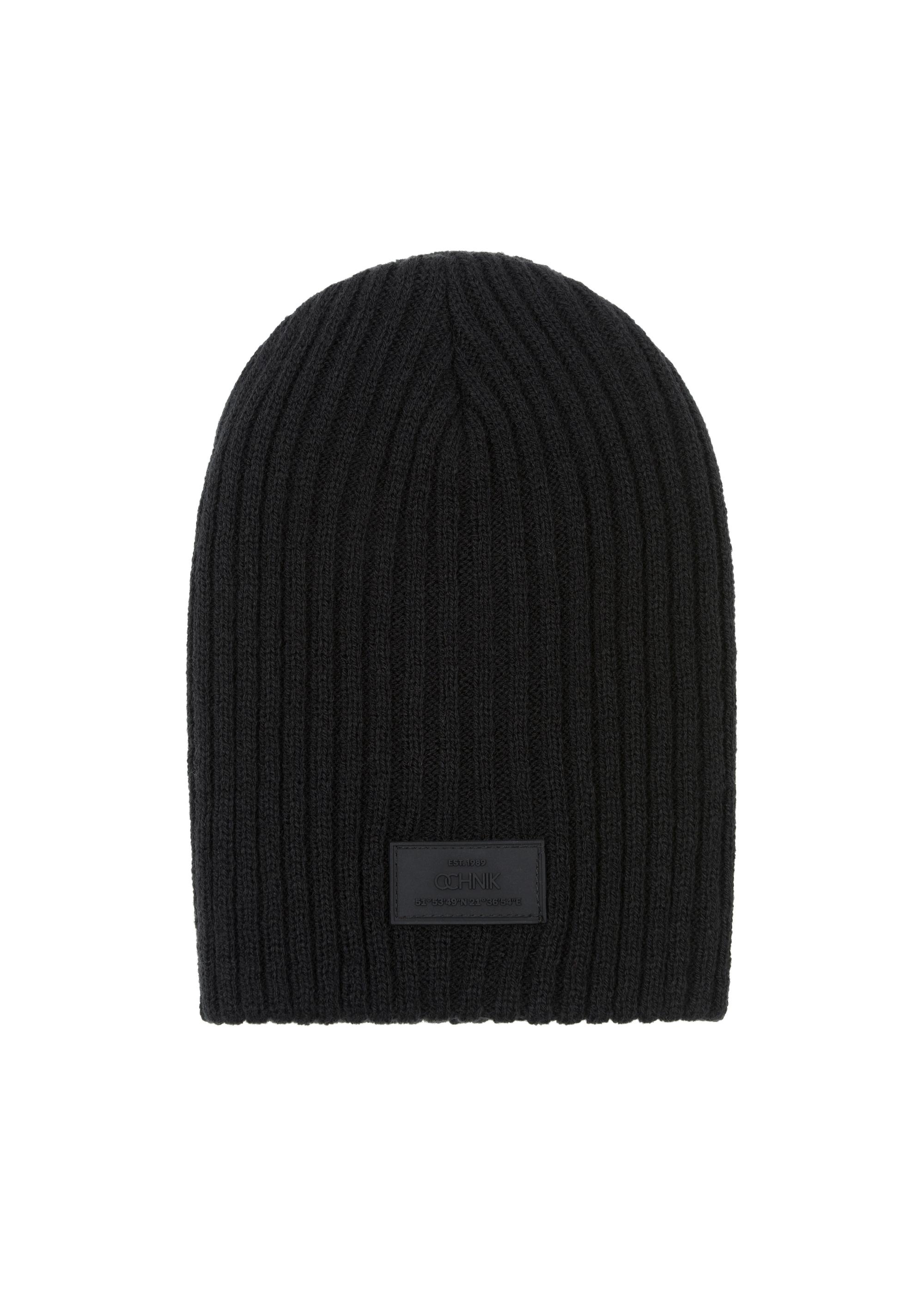 Men's black winter cap CZAMT-0011-99(Z23)-02