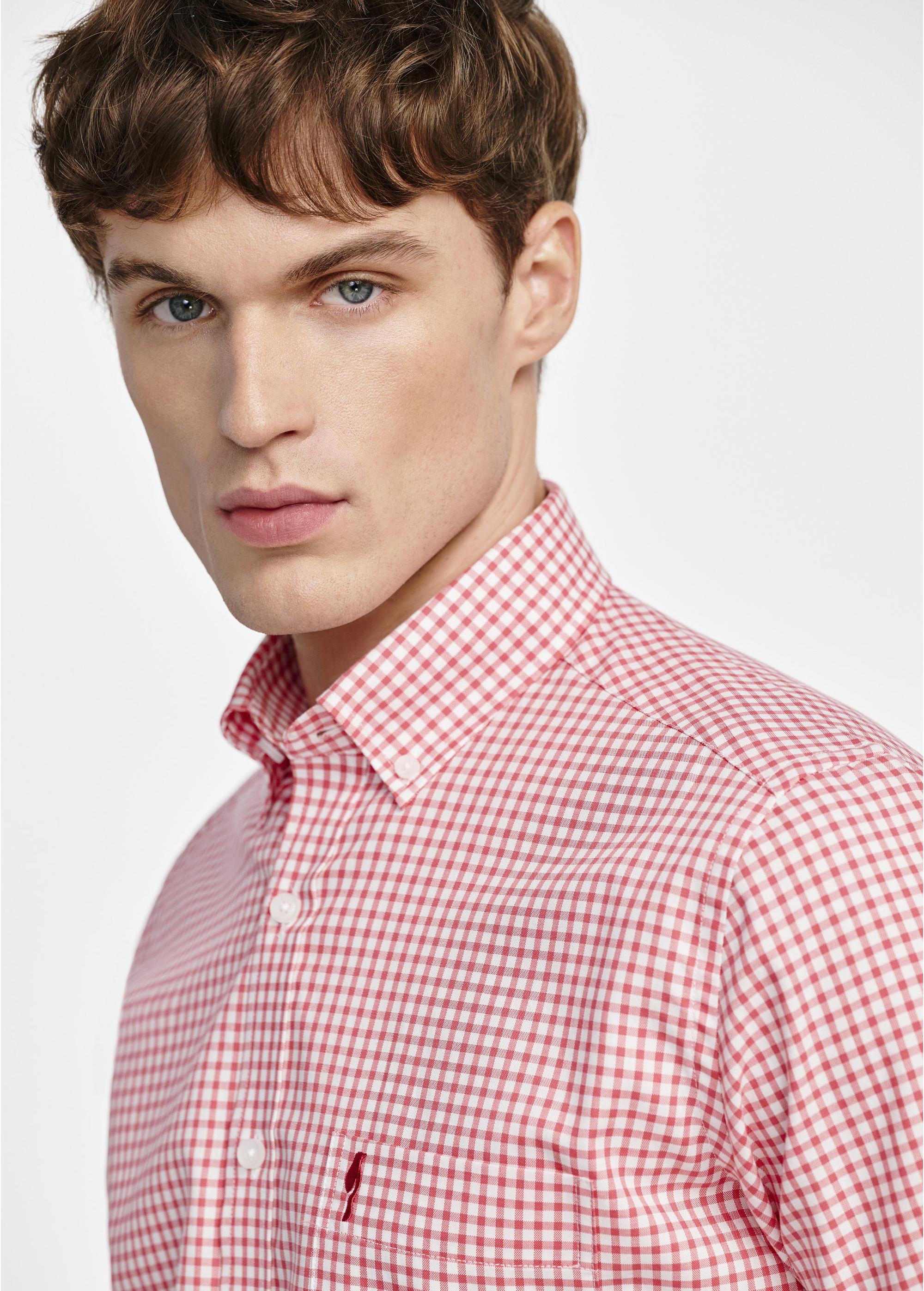 Cotton men's shirt in red check KOSMT-0277-18(W25)-04