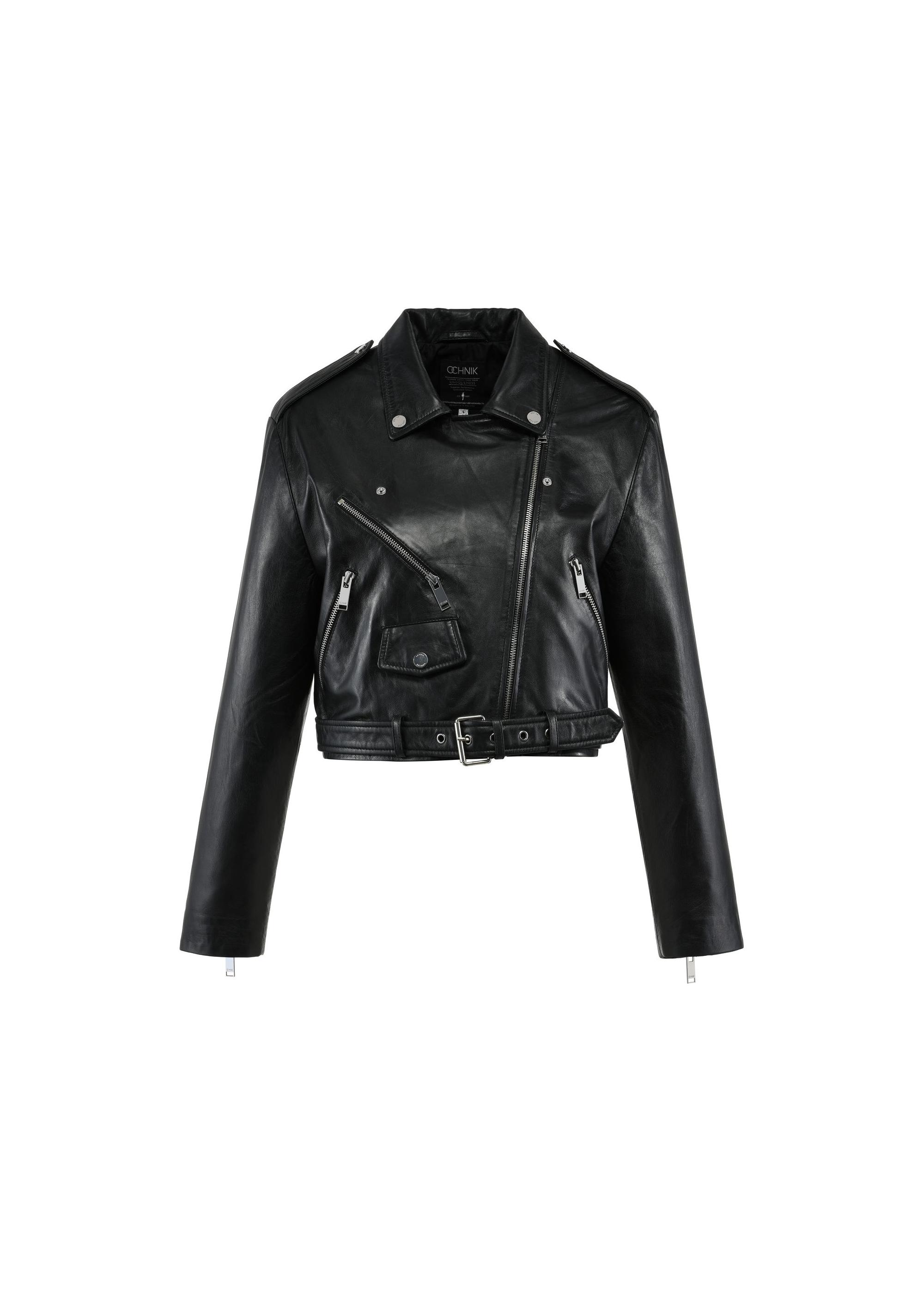 Short women's leather biker jacket KURDS-0533-1040(W25)-03