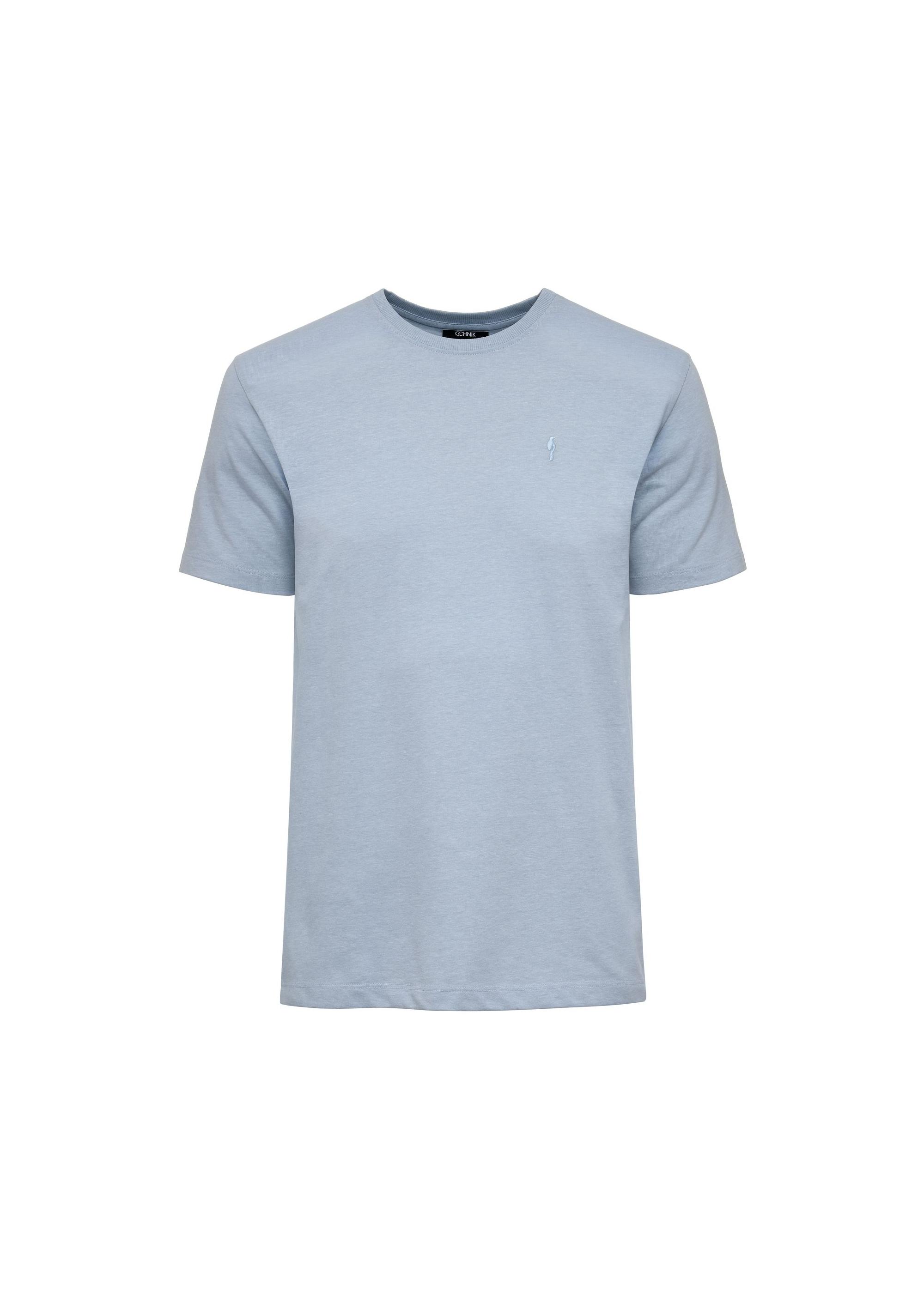 Blue men's t-shirt with logo TSHMT-0094-61(Z24)-01