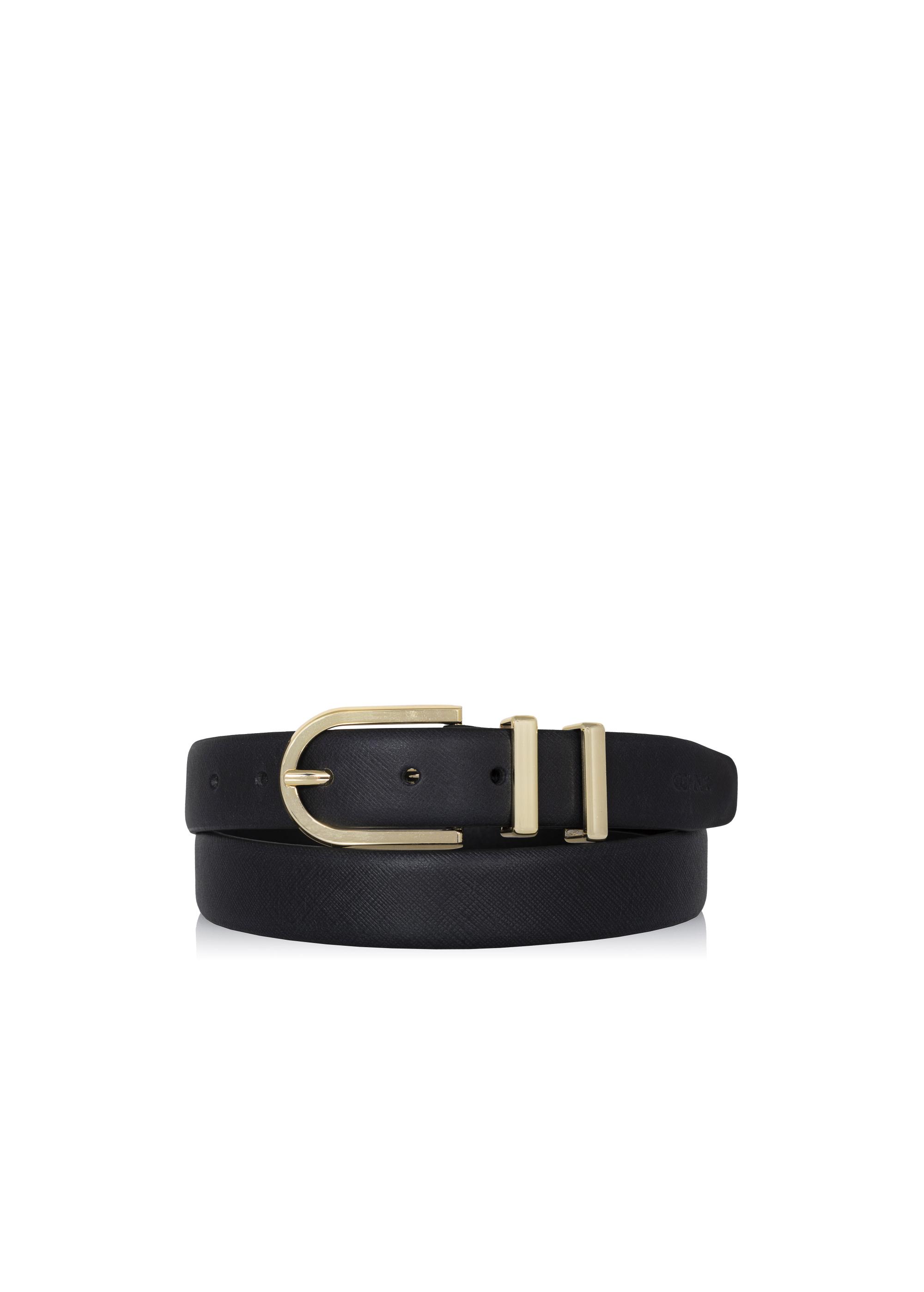 Women's black leather belt PASDS-0159C-99(W24)-01