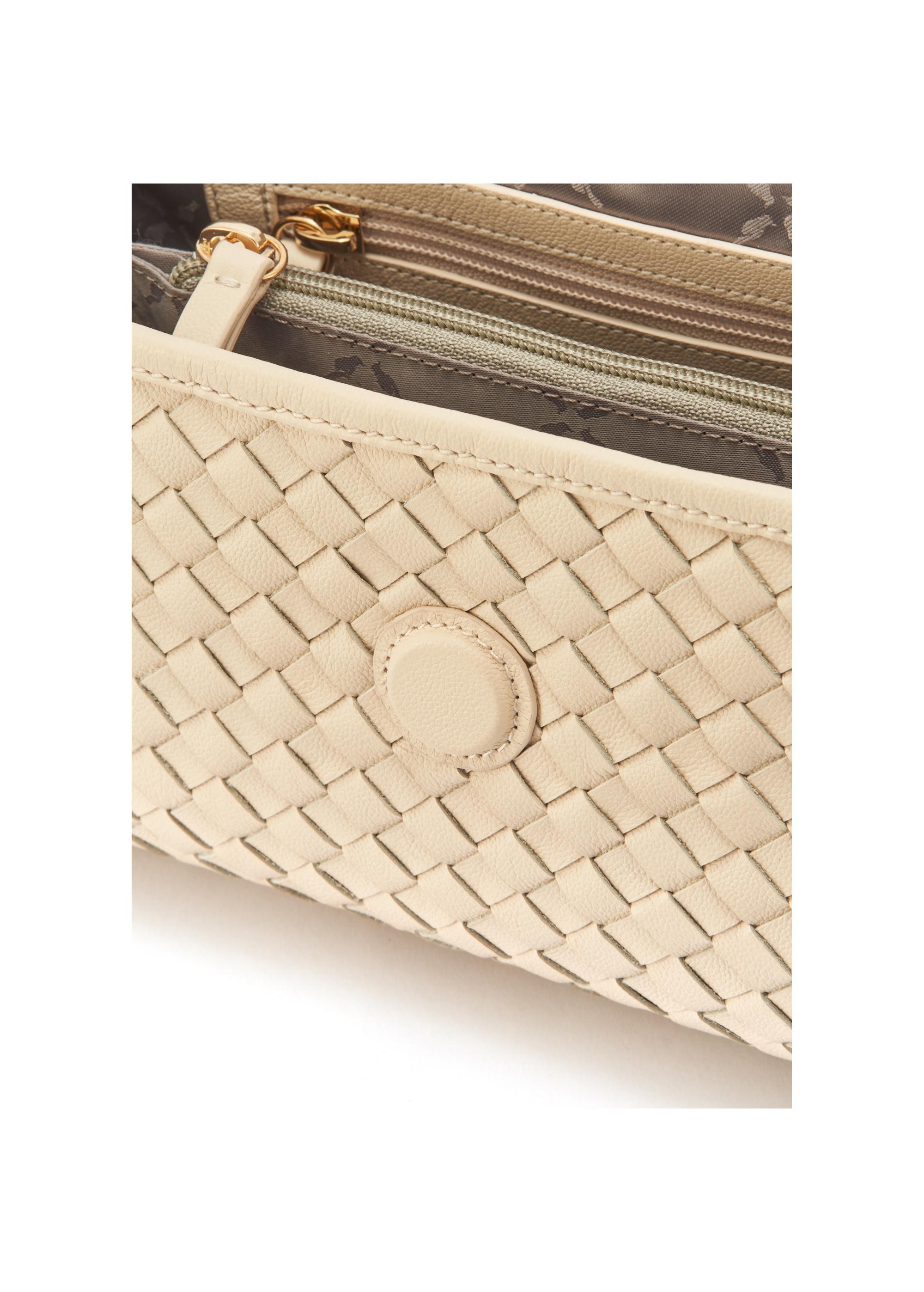 Cream small woven leather handbag TORES-1108-12(W25)-06