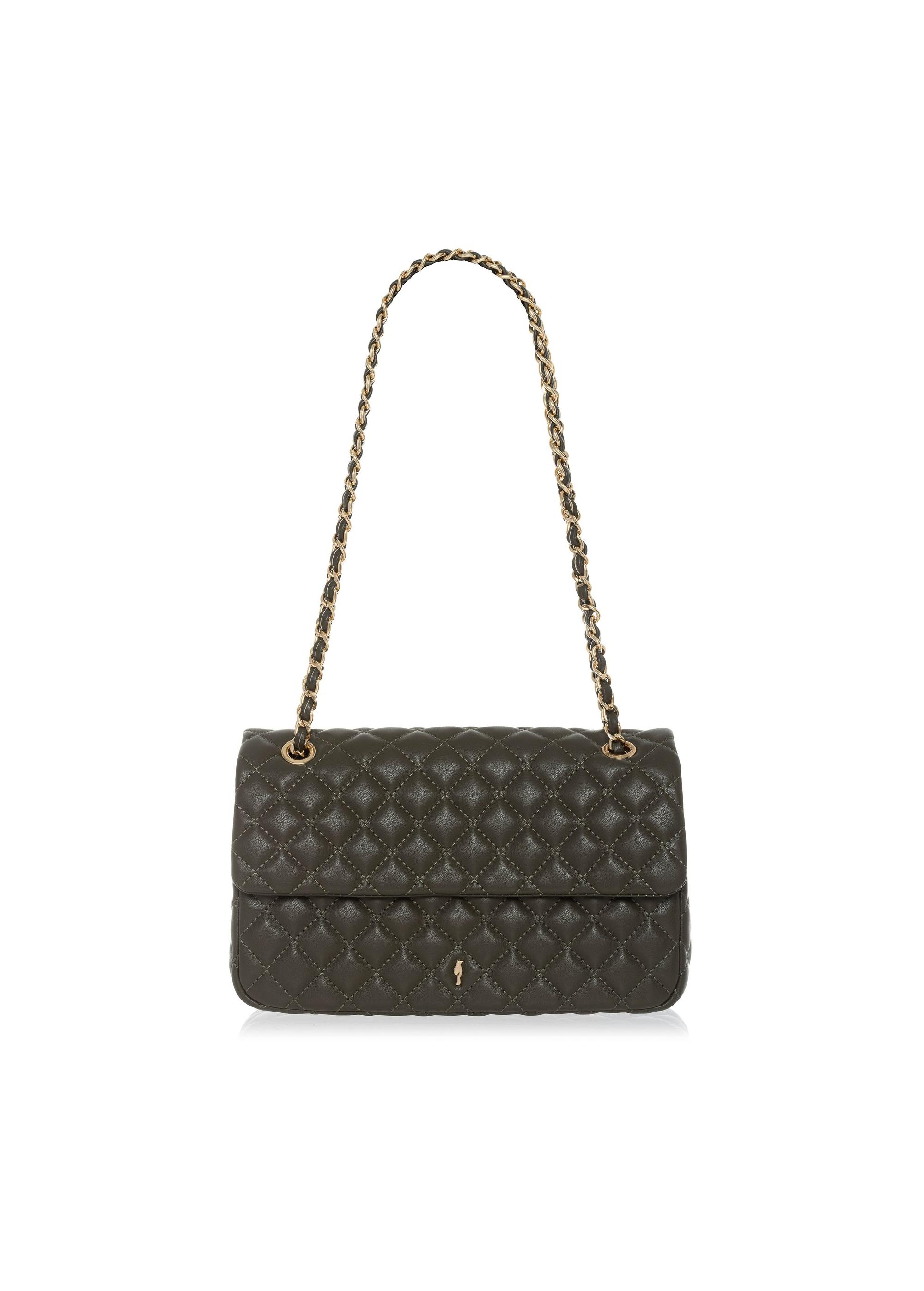 Quilted khaki bag on chain TOREC-0443D-55(W25)-01