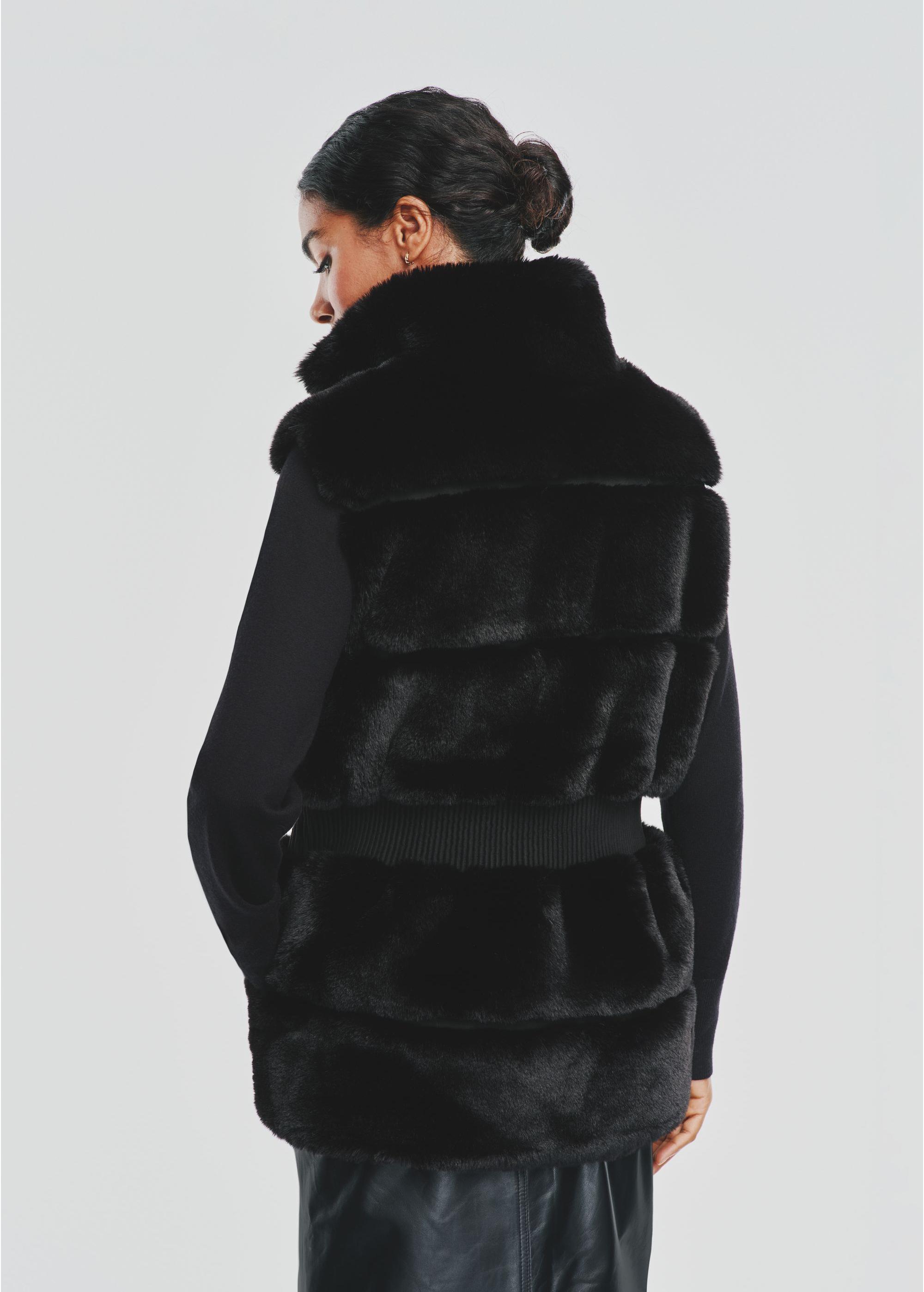 Black women's fur vest KAMDP-0006-99(Z24)-05