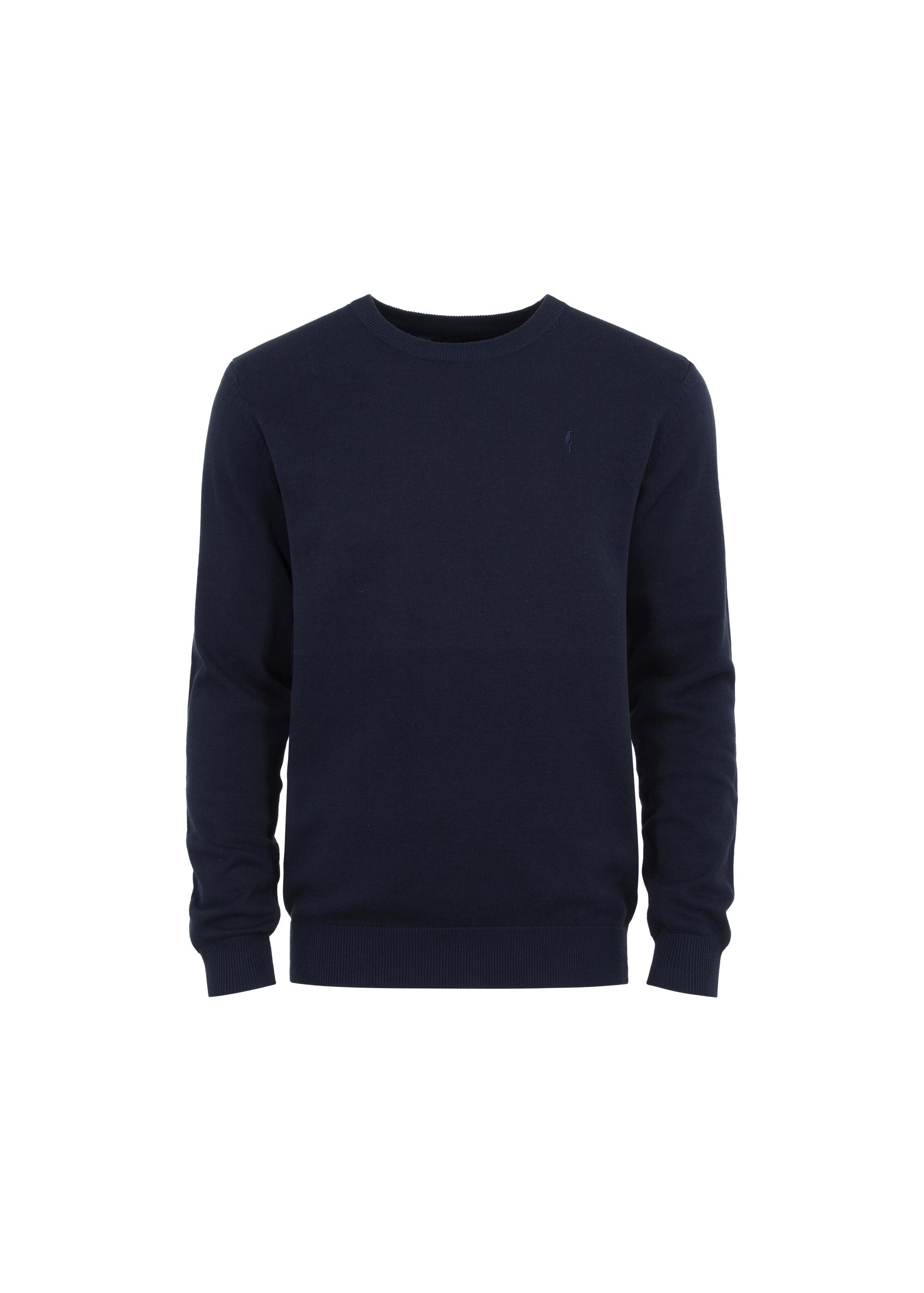 Navy blue men's basic sweater SWEMT-0114-69(Z23)-04