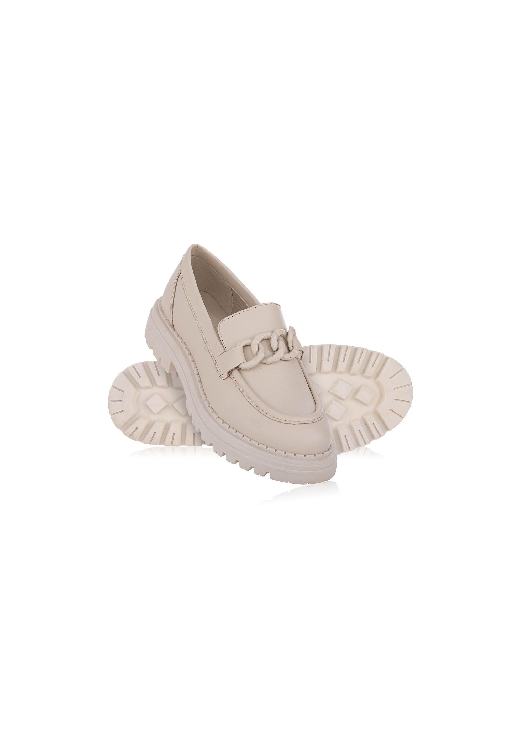 Beige leather women's moccasins BUTYD-1107-80(Z24)-05