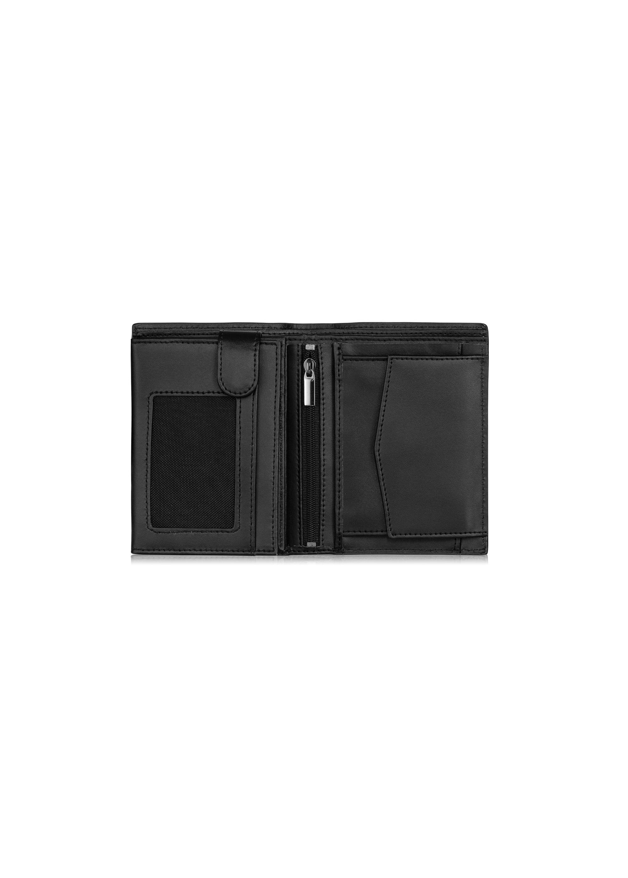 Men's black leather wallet with monogram PORMS-0600-98(Z23)-03