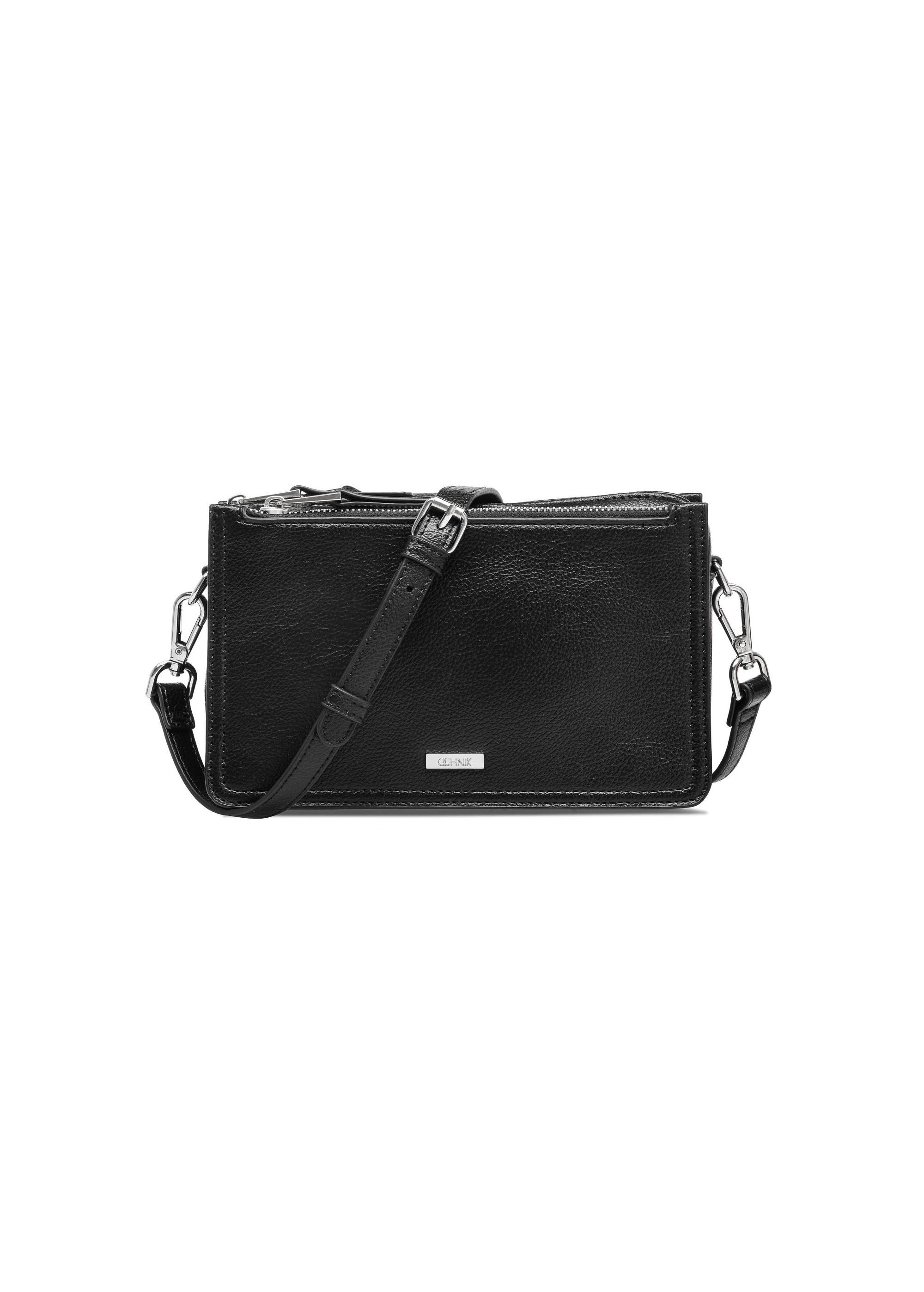 Black three-compartment women's handbag TOREC-1016-99(W25)-01