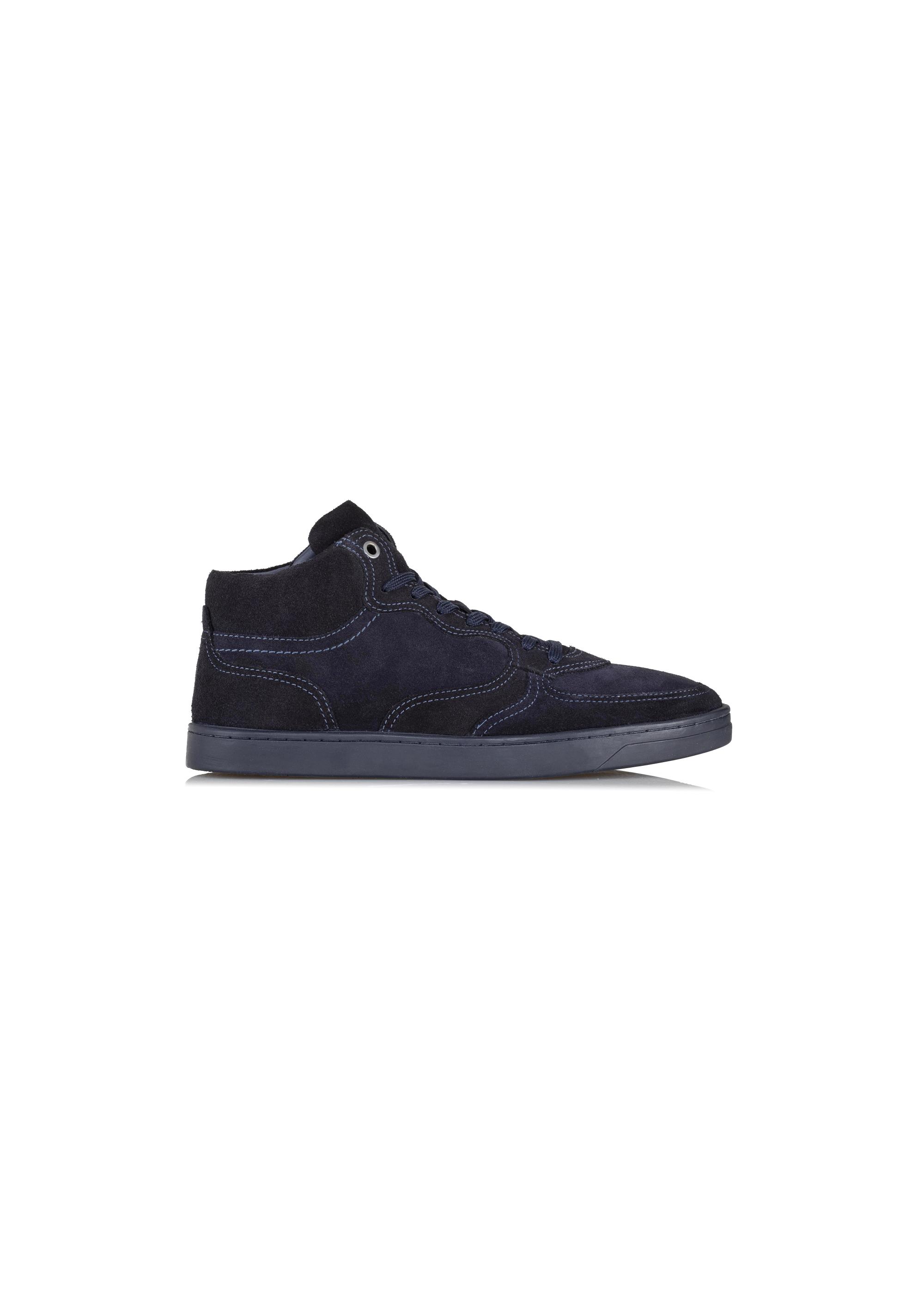 Men's navy blue leather sneakers BUTYM-0446-69(Z23)-01