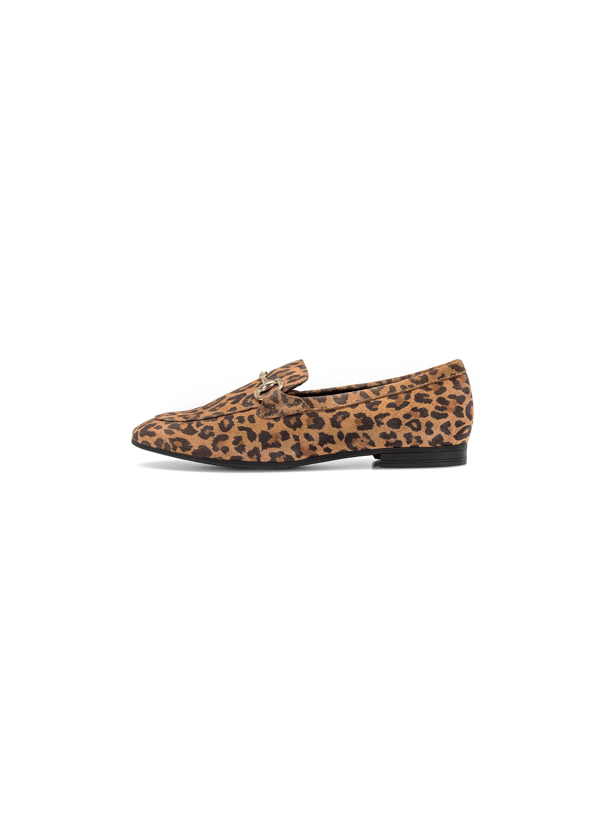 Women's leather loafers in leopard print BUTYD-1181-86(W25)-08