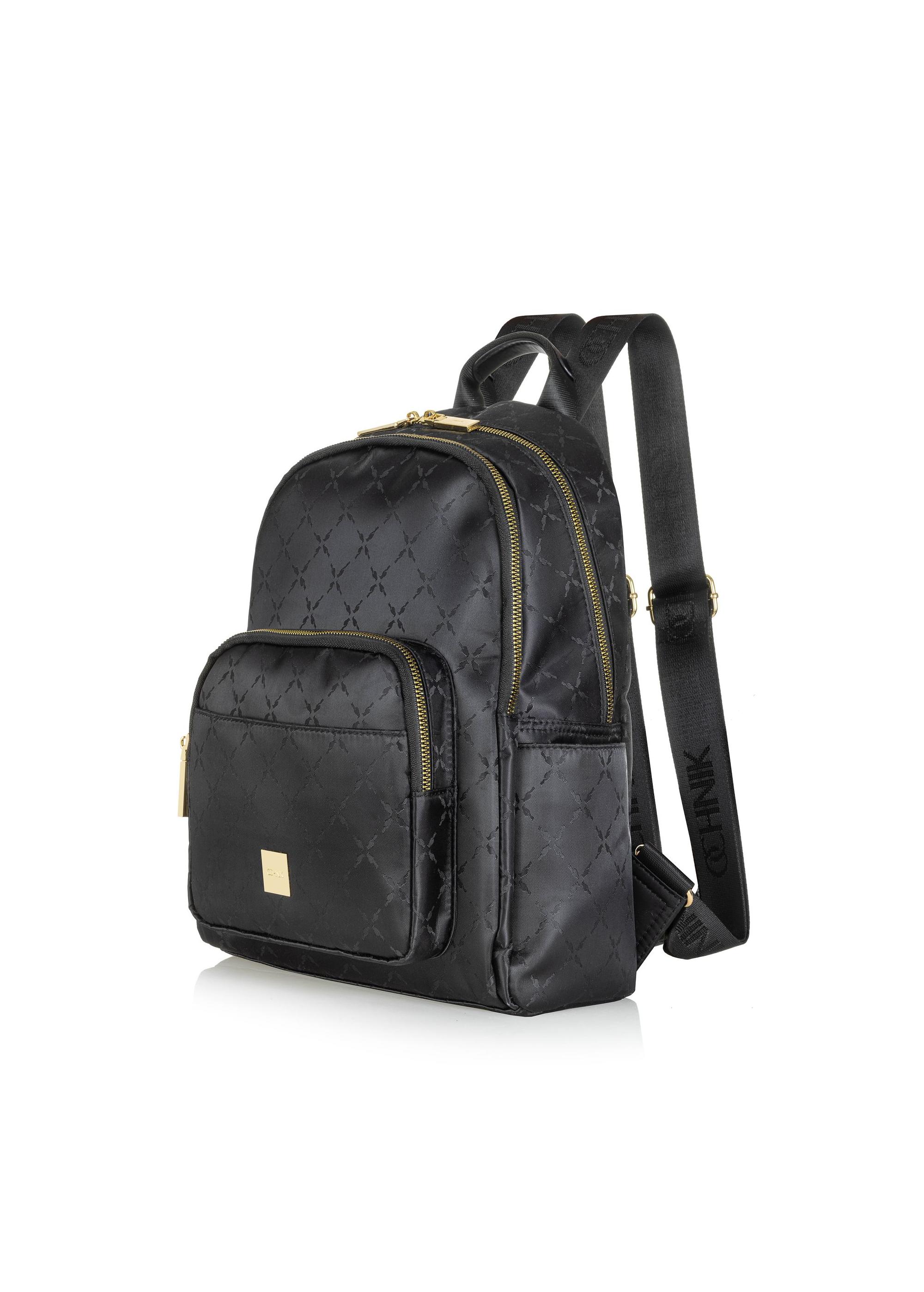 Black women's backpack with monogram TOREN-0255A-99(Z24)-02