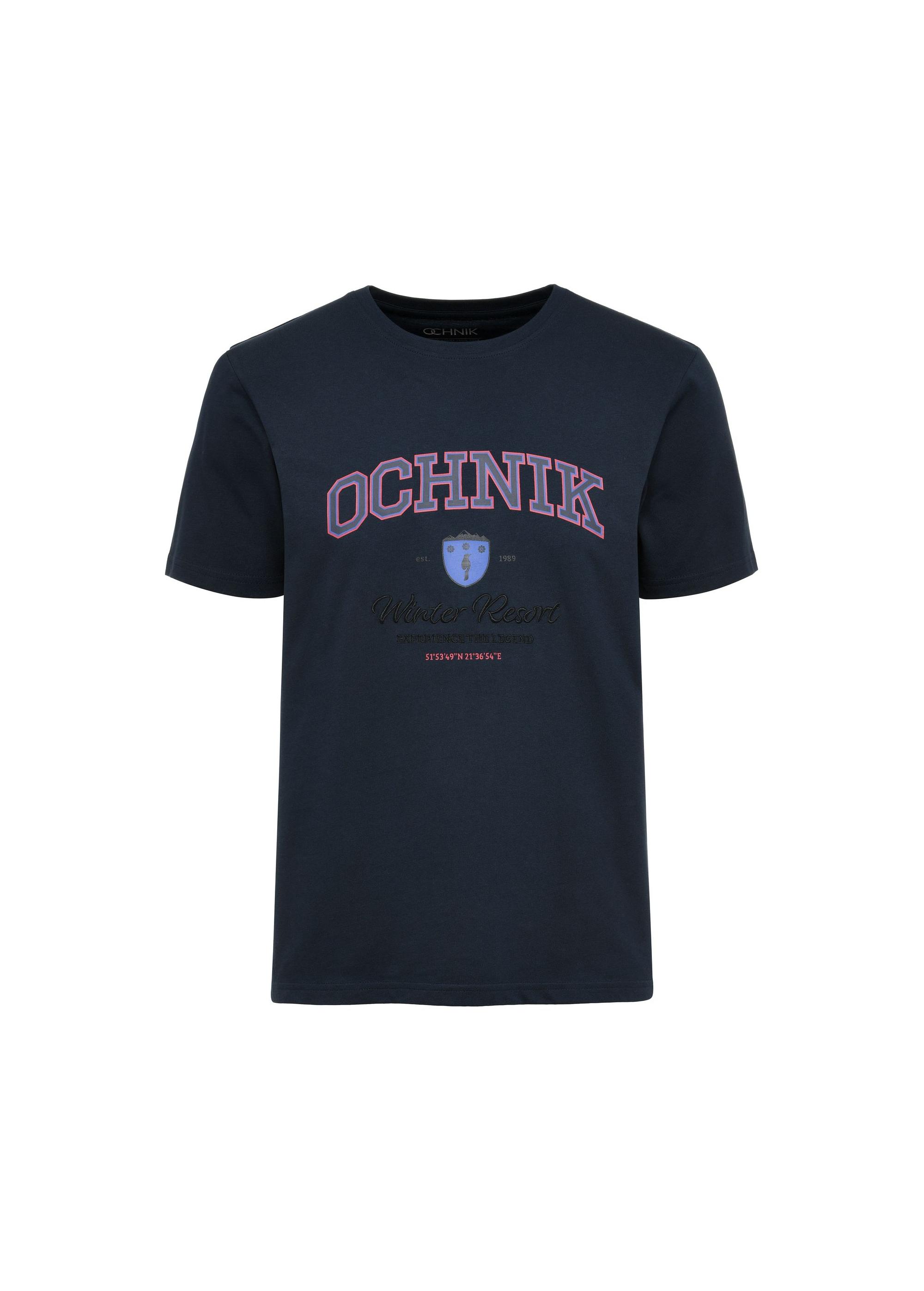 Navy blue men's t-shirt with print TSHMT-0111-68(Z24)-03