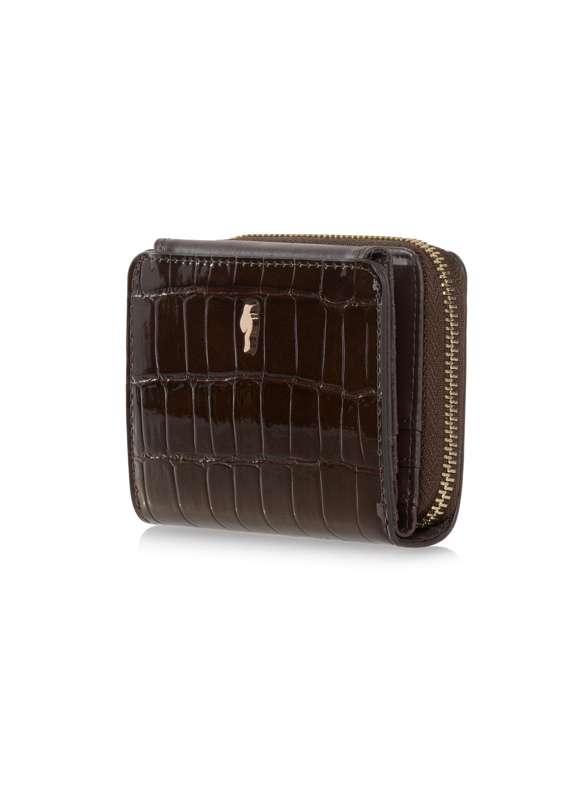 Women's small brown croco wallet POREC-0352-90(Z24)-03