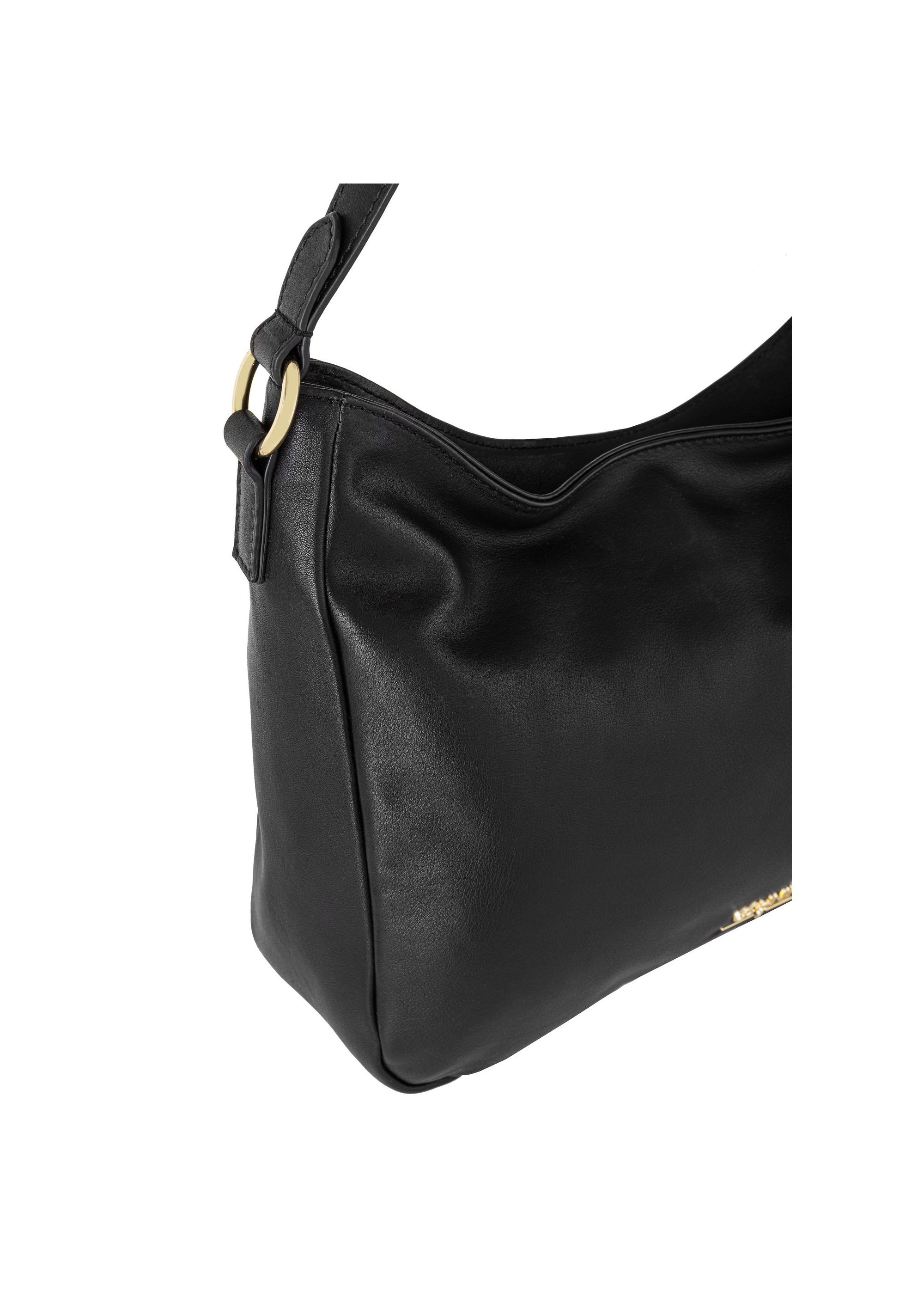 Black leather women's hobo handbag TORES-0937-99(Z24)-06