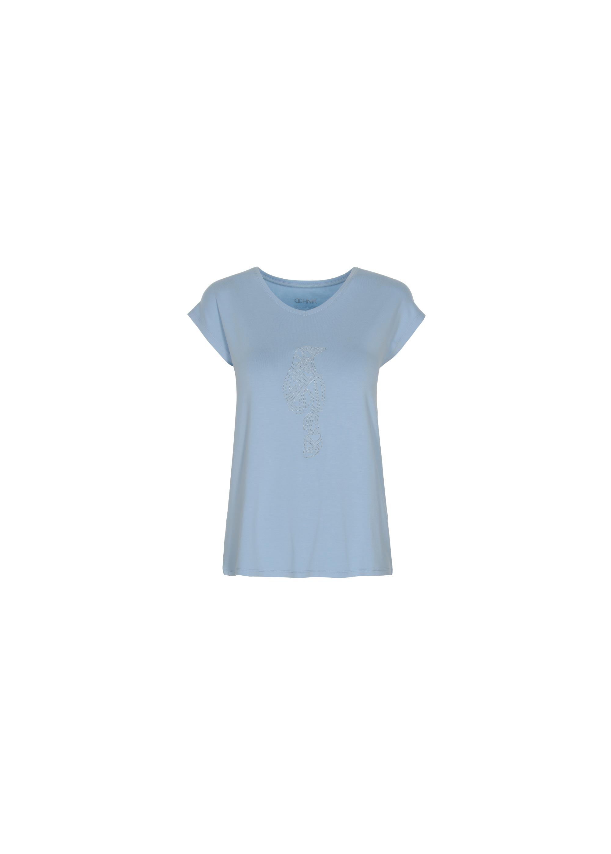 Light blue Women's T-shirt with applique TSHDT-0066-62(W22)-03