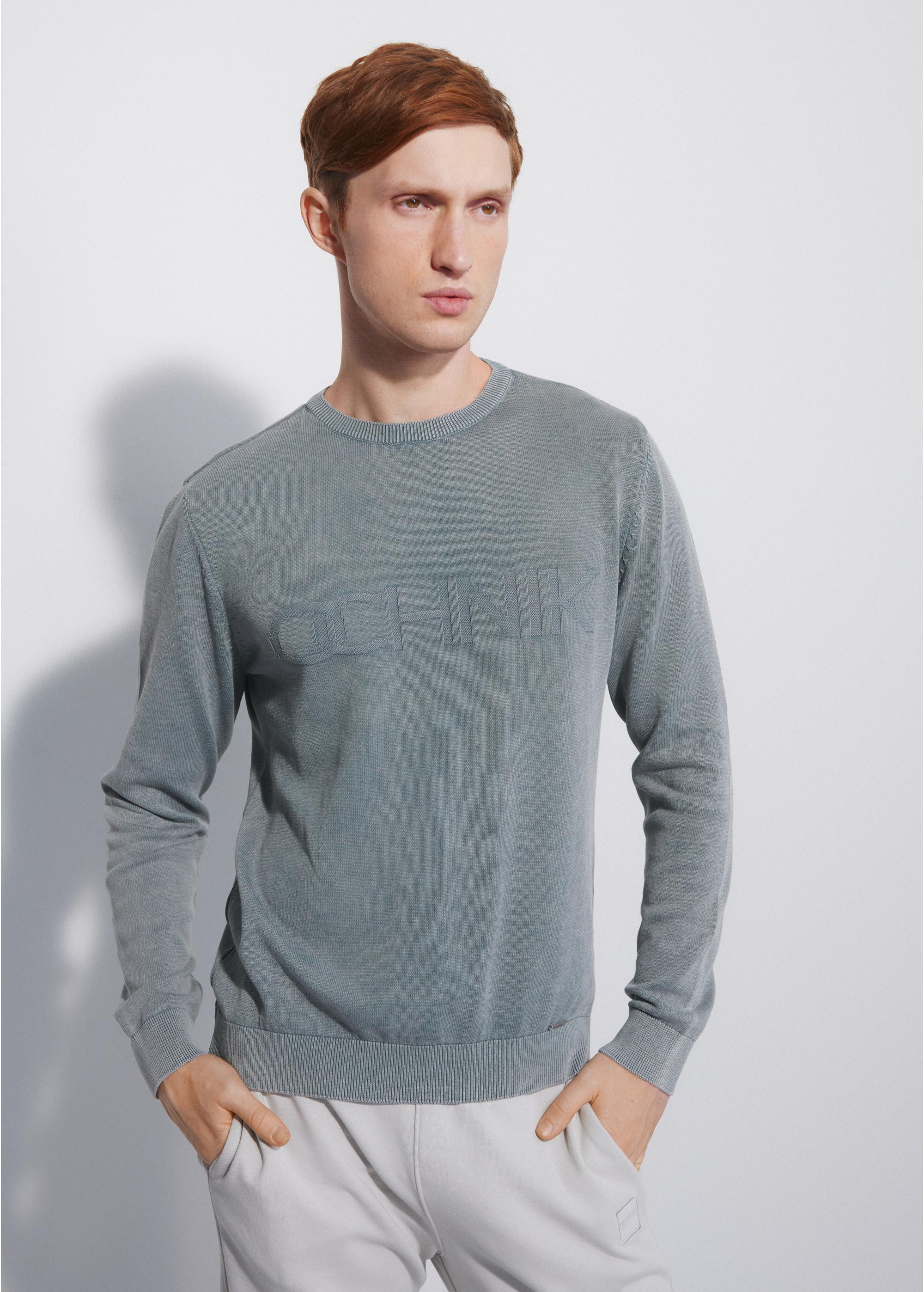 Grey men's logo sweater SWEMT-0129-91(W23)-01