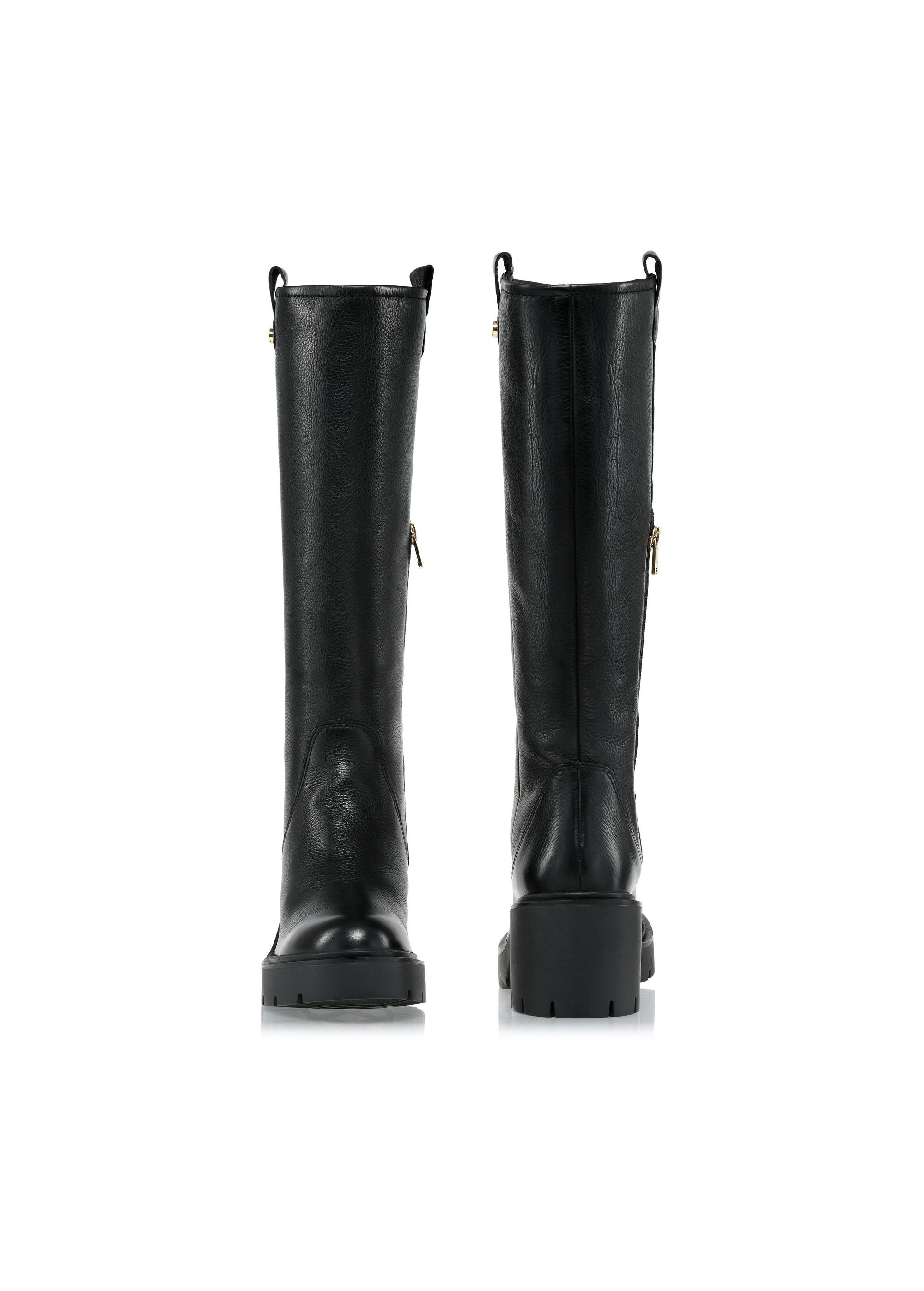 Black leather women's high-heeled boots BUTYD-1096-99(Z24)-04