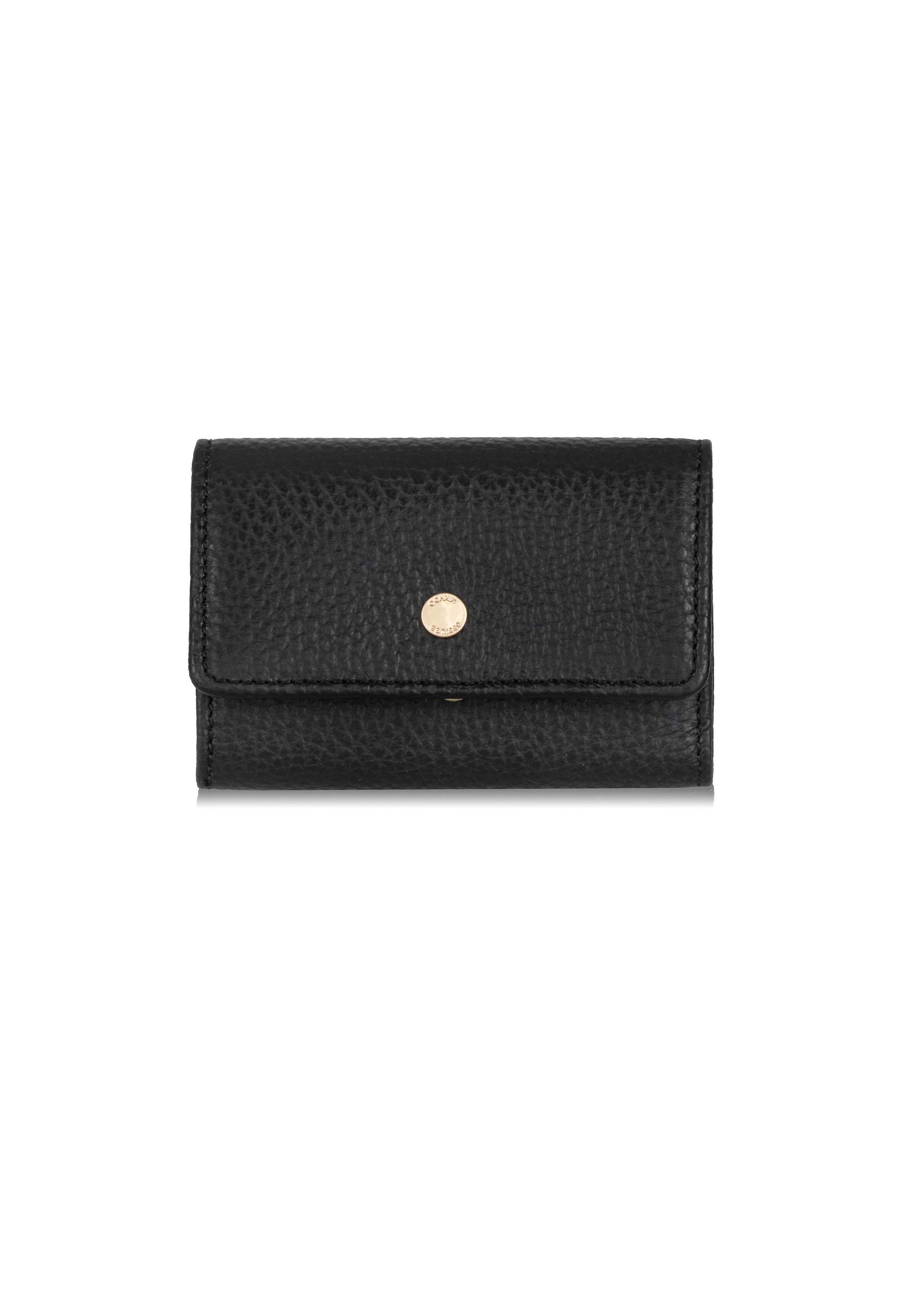 Women's black leather key case PORES-0894-99(Z23)-01