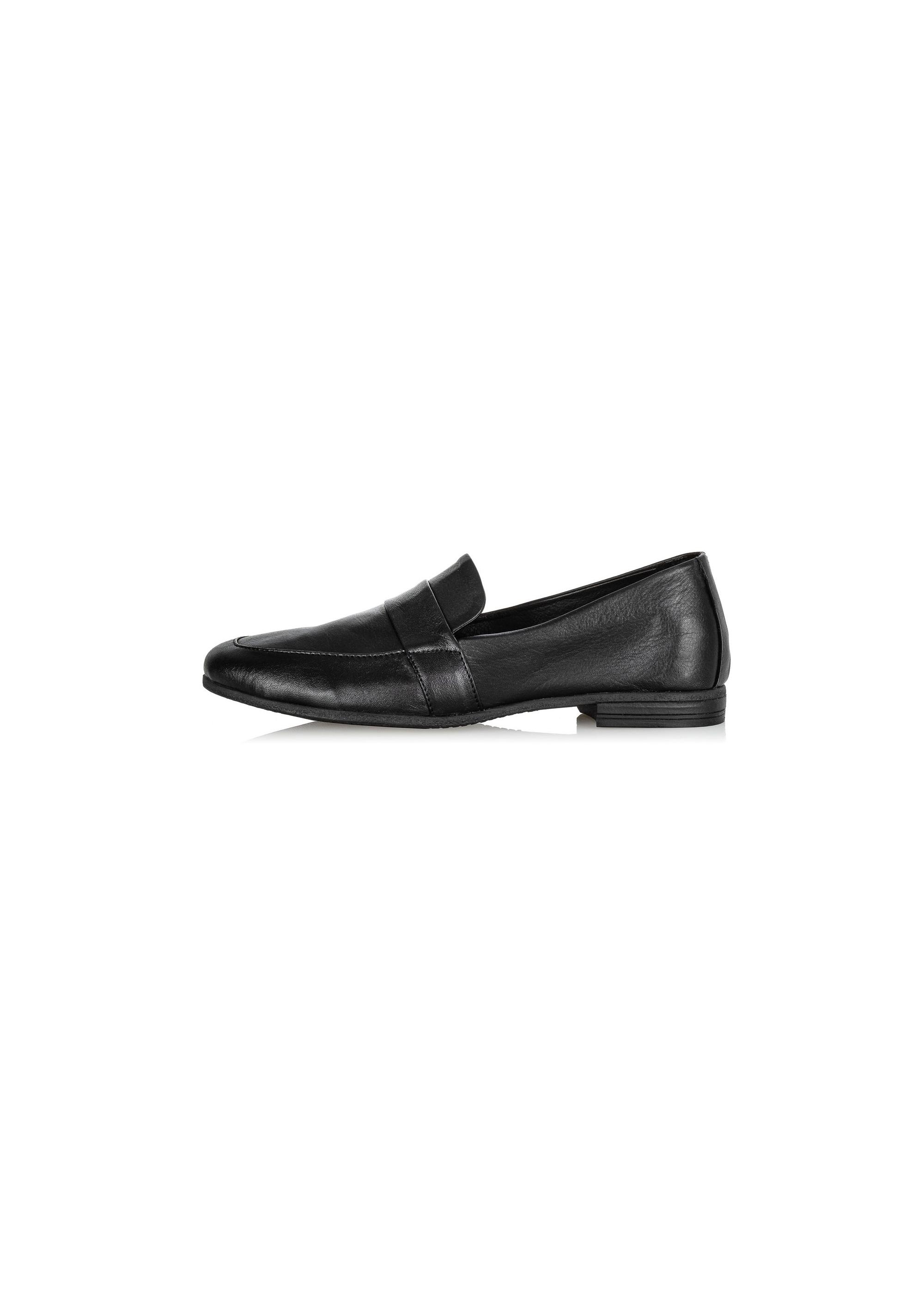 Women's black leather moccasins BUTYD-1074-99(W25)