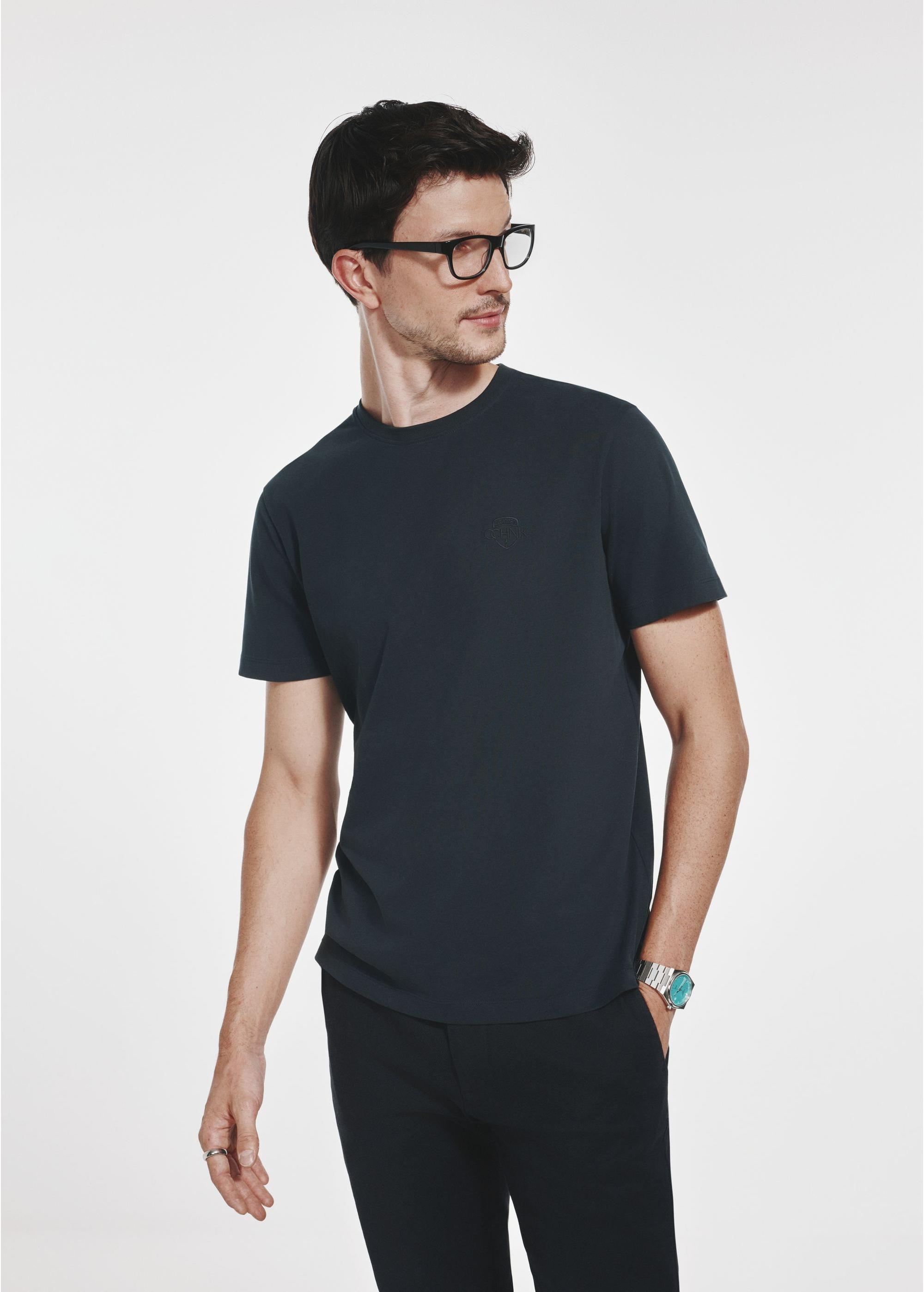 Black basic men's T-shirt with logo TSHMT-0113-99(Z24)-02